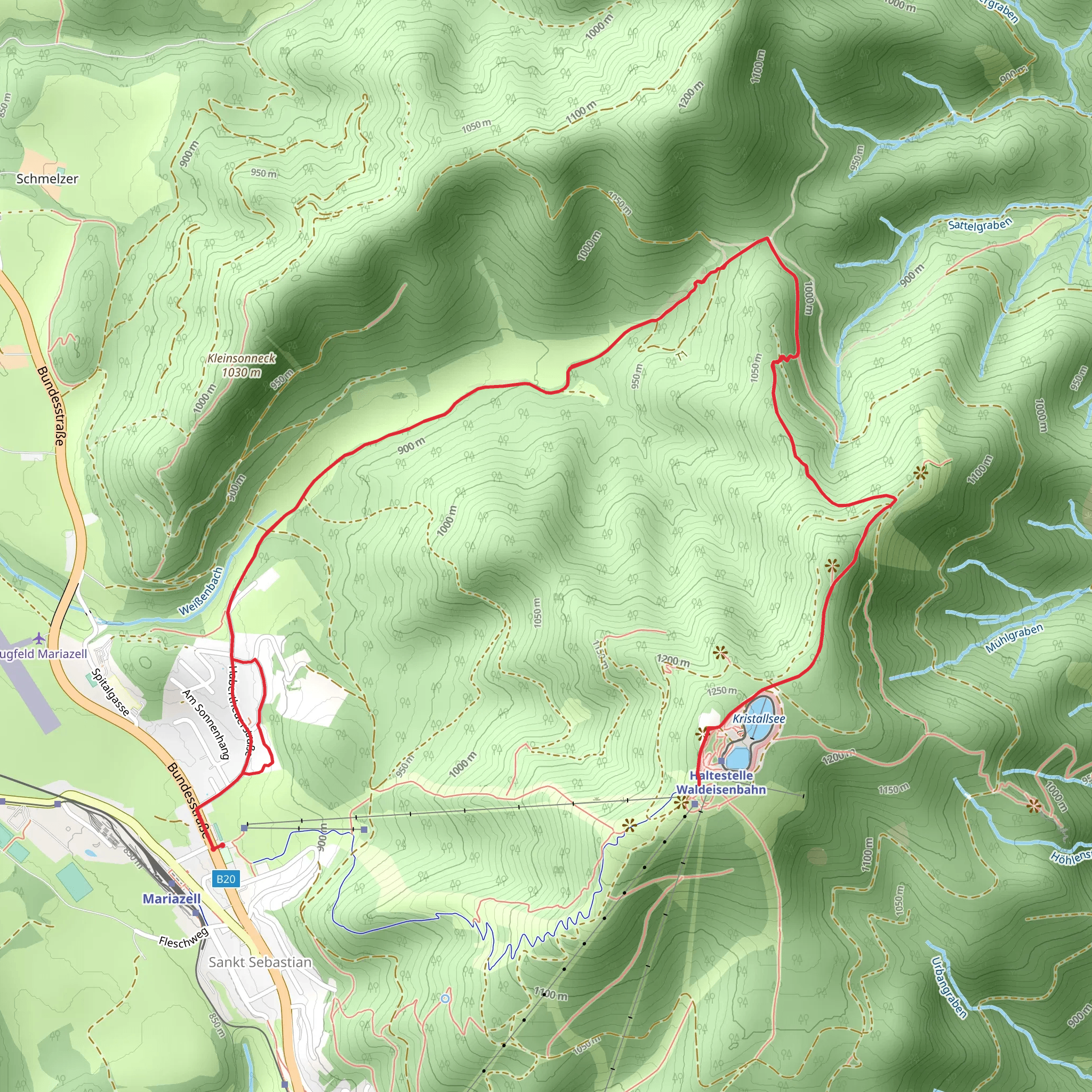 St Sebastian to Bürgeralpe via the Habertheuersattel Hike mobile static map
