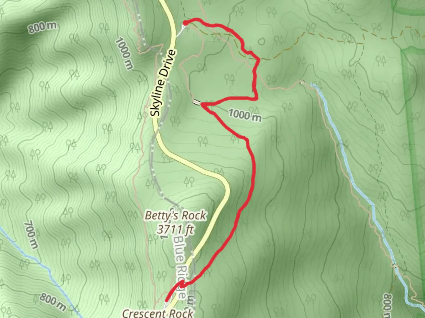 An image depicting the trail Limberlost and Crescent Rock Trail and its surrounding area.