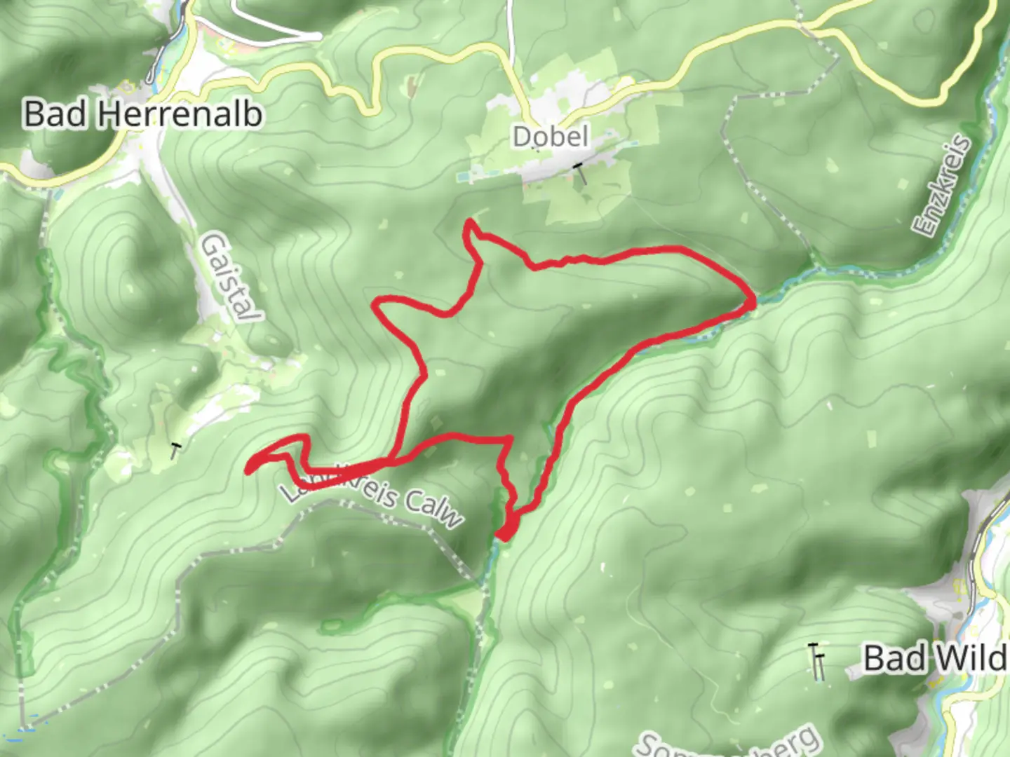 An image depicting the trail Eyach und Rotenbachtal Loop and its surrounding area.