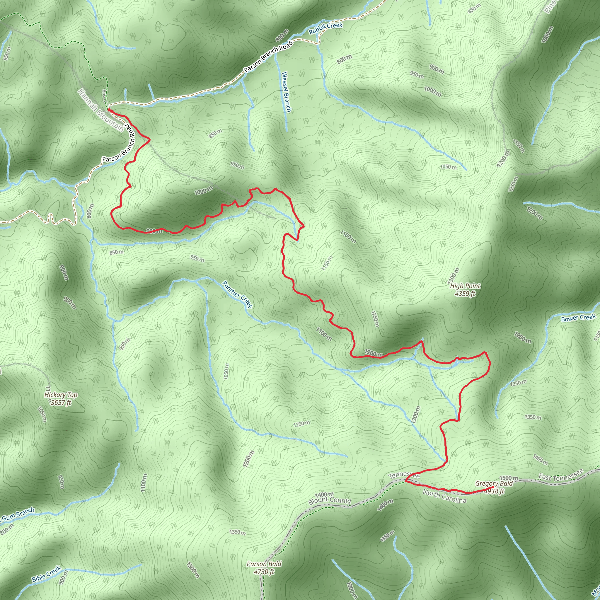 Gregory Bald Trail mobile static map