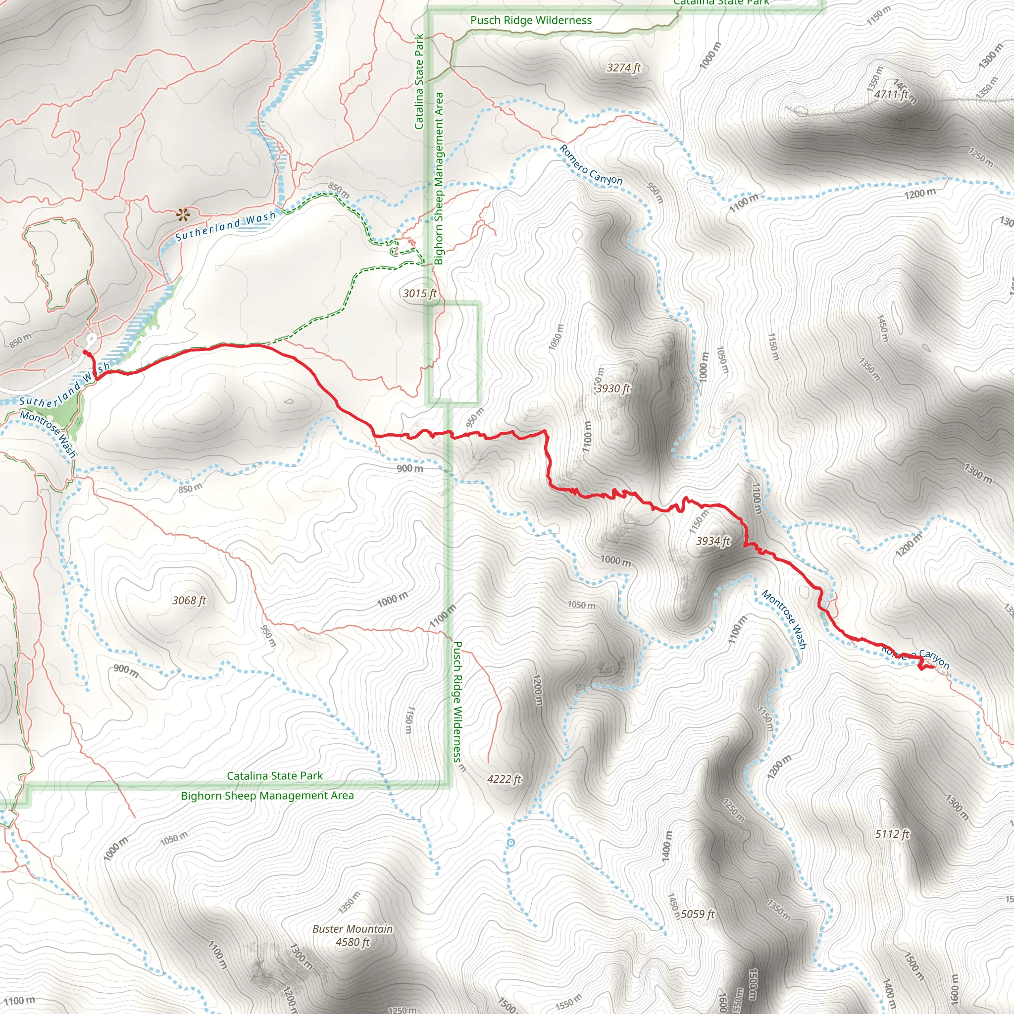 Romero Canyon Trail to Romero Pools mobile static map