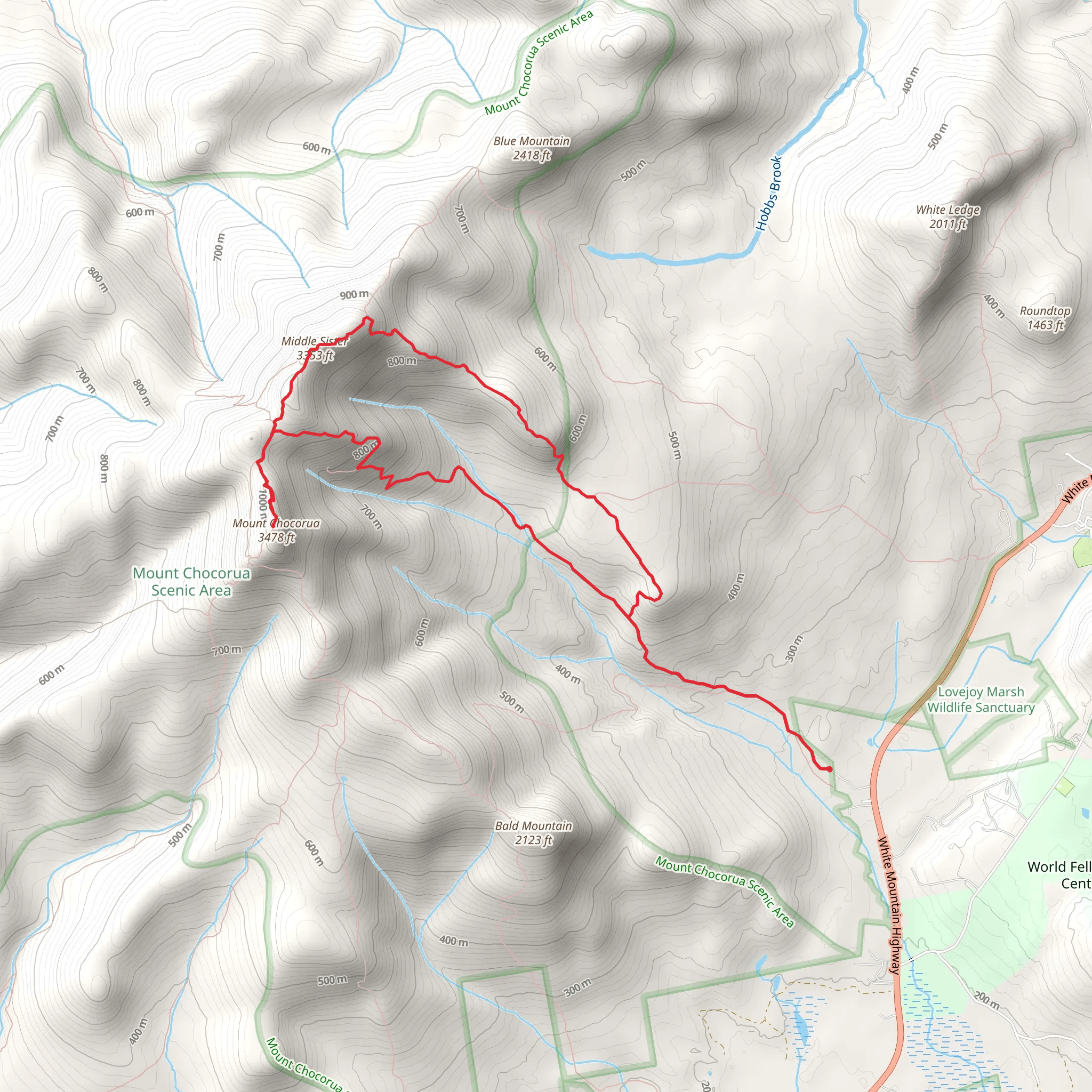 Middle Sister and Middle Chocorua Loop mobile static map