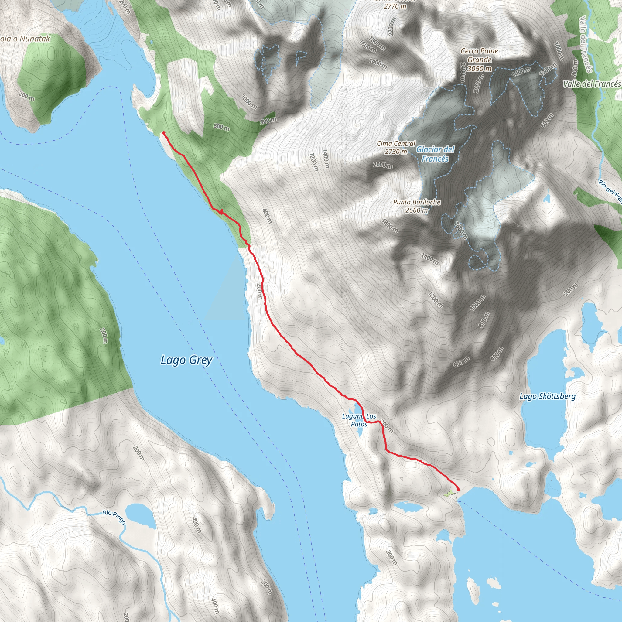 Glacier Grey Hike mobile static map