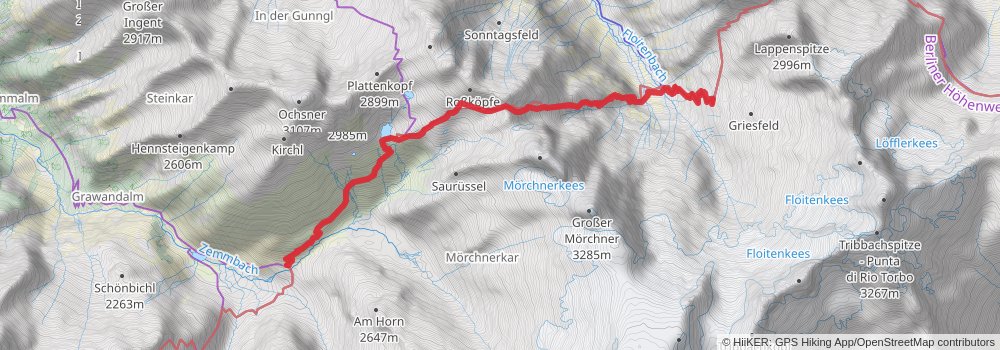 Zillertal Rucksack Route stage 4 Map