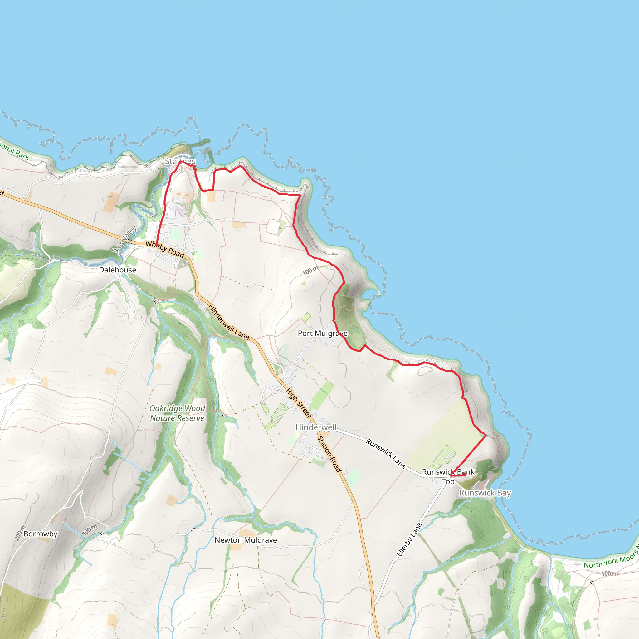 Runswick Bay to Staithes Walk mobile static map