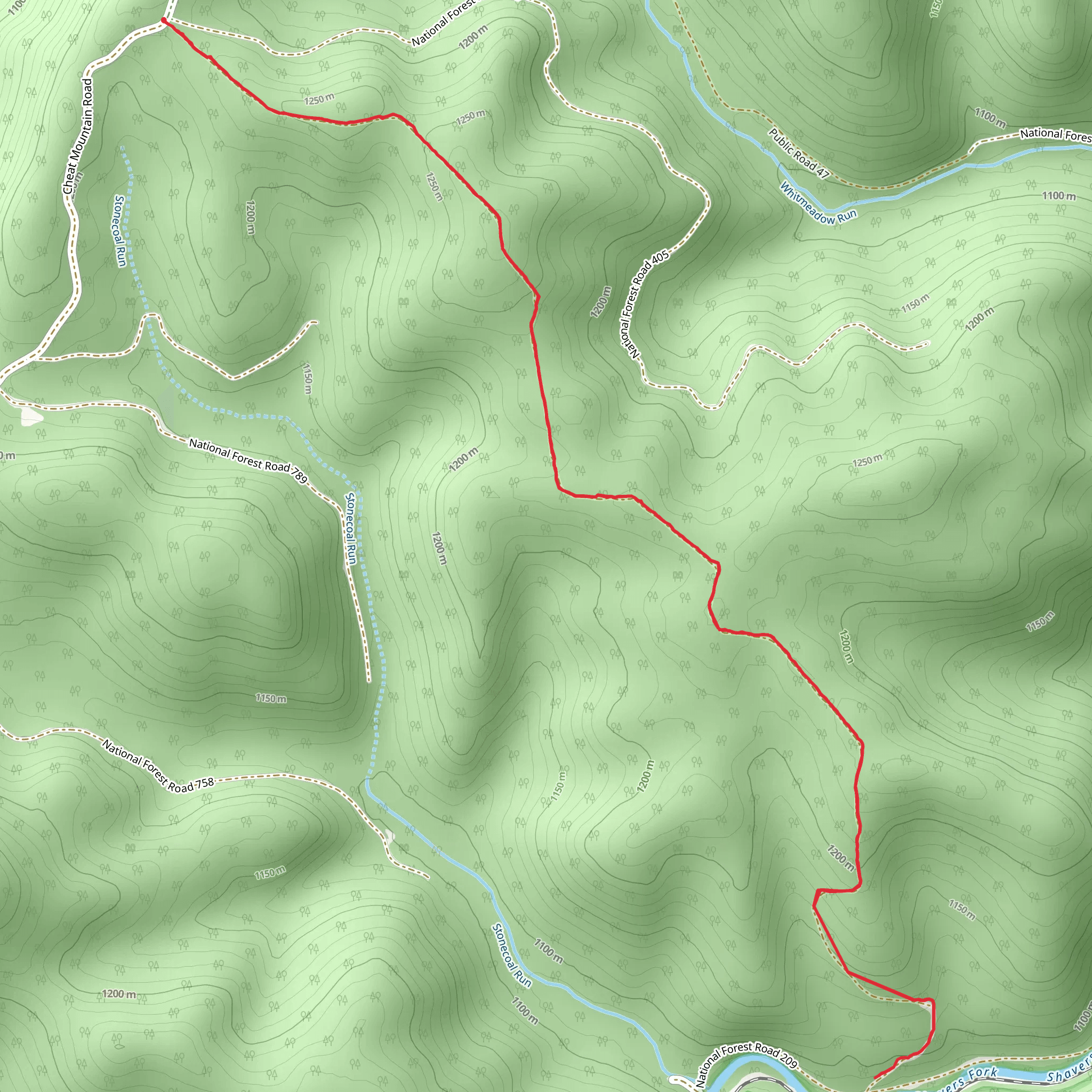 Stonecoal Ridge Trail mobile static map