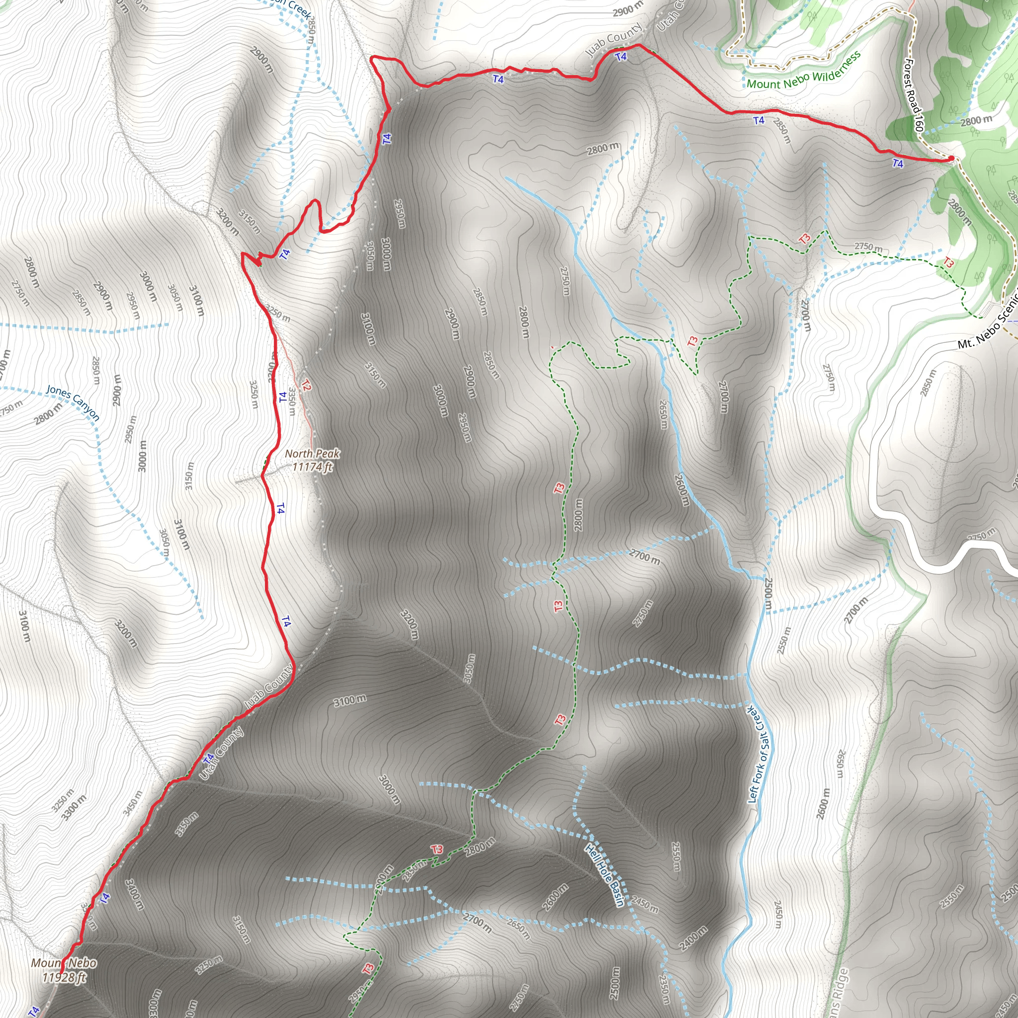 Mount Nebo via North Peak Trail mobile static map