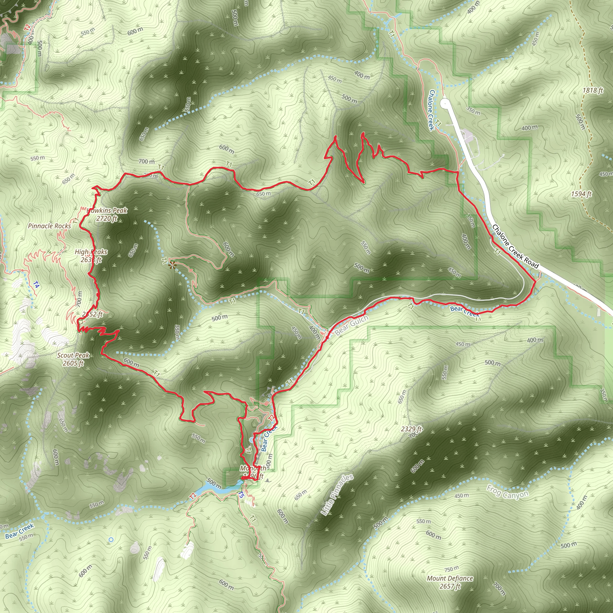 Bear Gulch Reservoir - Teaching Rock - High Peaks - Bear Gulch Loop Trail mobile static map