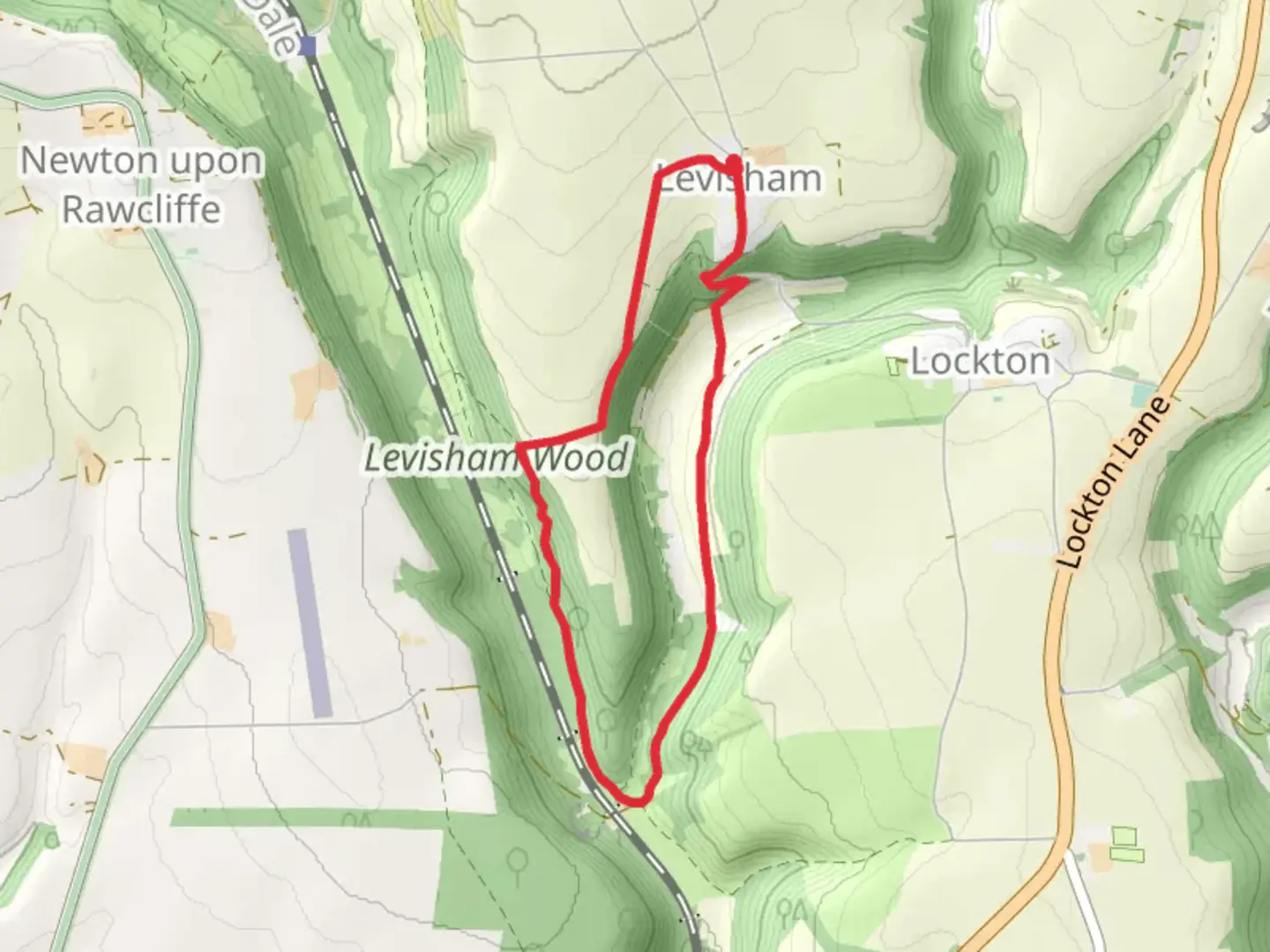 An image depicting the trail Levisham Wood Loop and its surrounding area.
