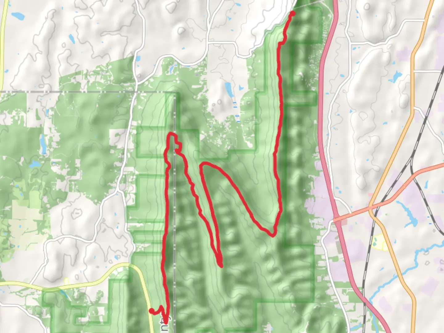 An image depicting the trail Middle Mountain and Mill Creek Mountain via Pinhoti Trail and its surrounding area.