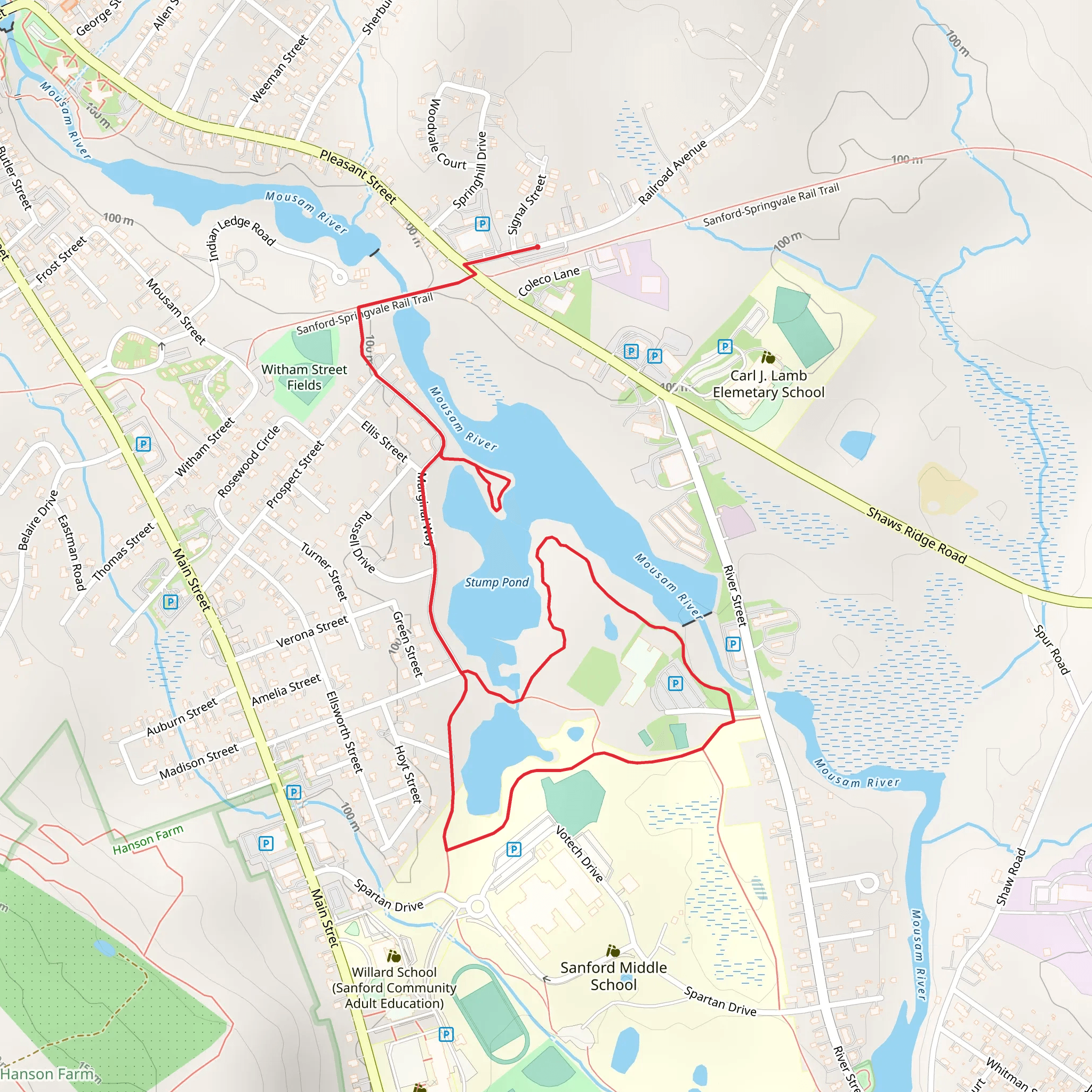 Stump Pond Loop via Mousam River mobile static map