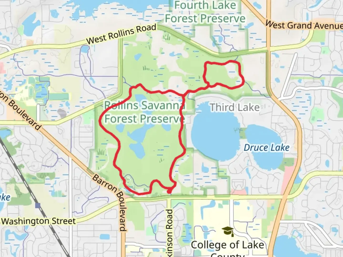 An image depicting the trail County Forest Preserve Loop and its surrounding area.