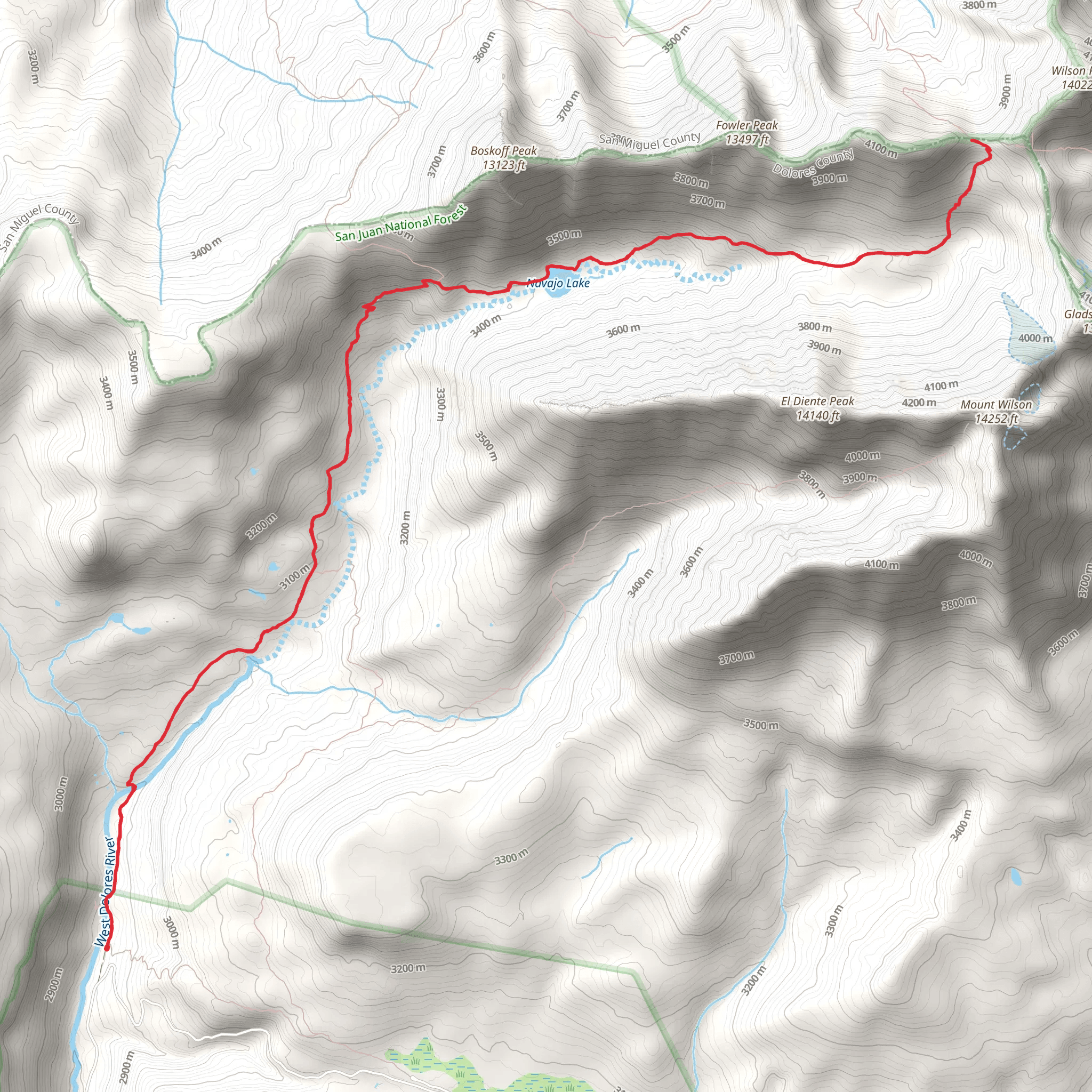 Navajo Lake Trail mobile static map