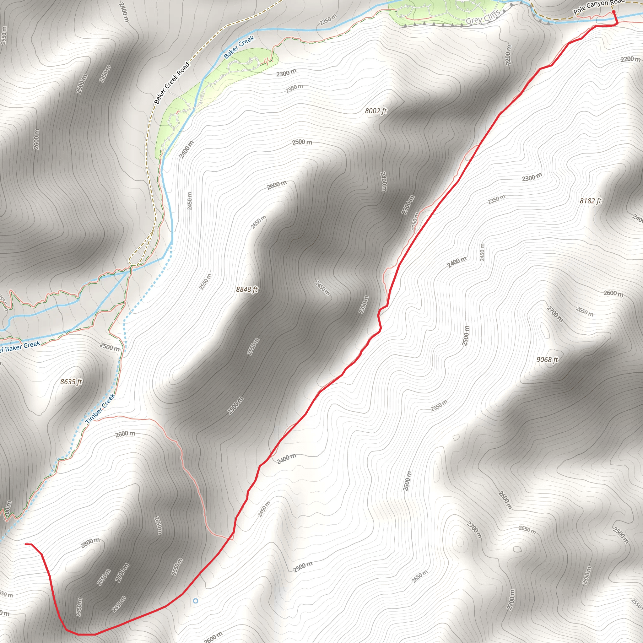 Pole Canyon Trail mobile static map