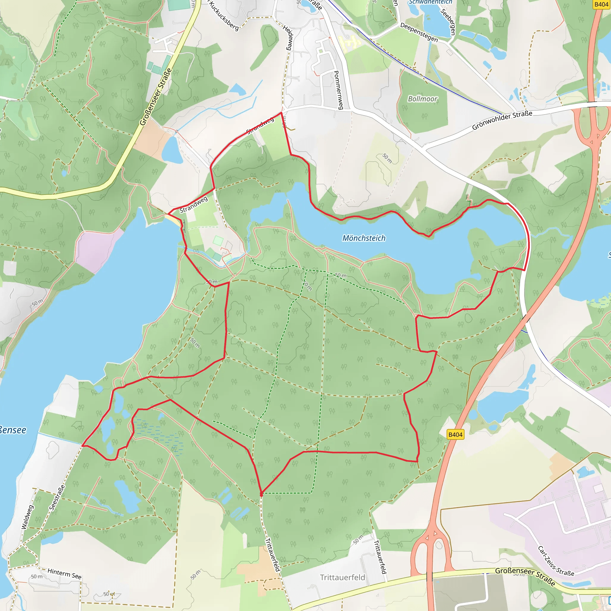 Mönchsteich vis Großer Rundwanderweg mobile static map