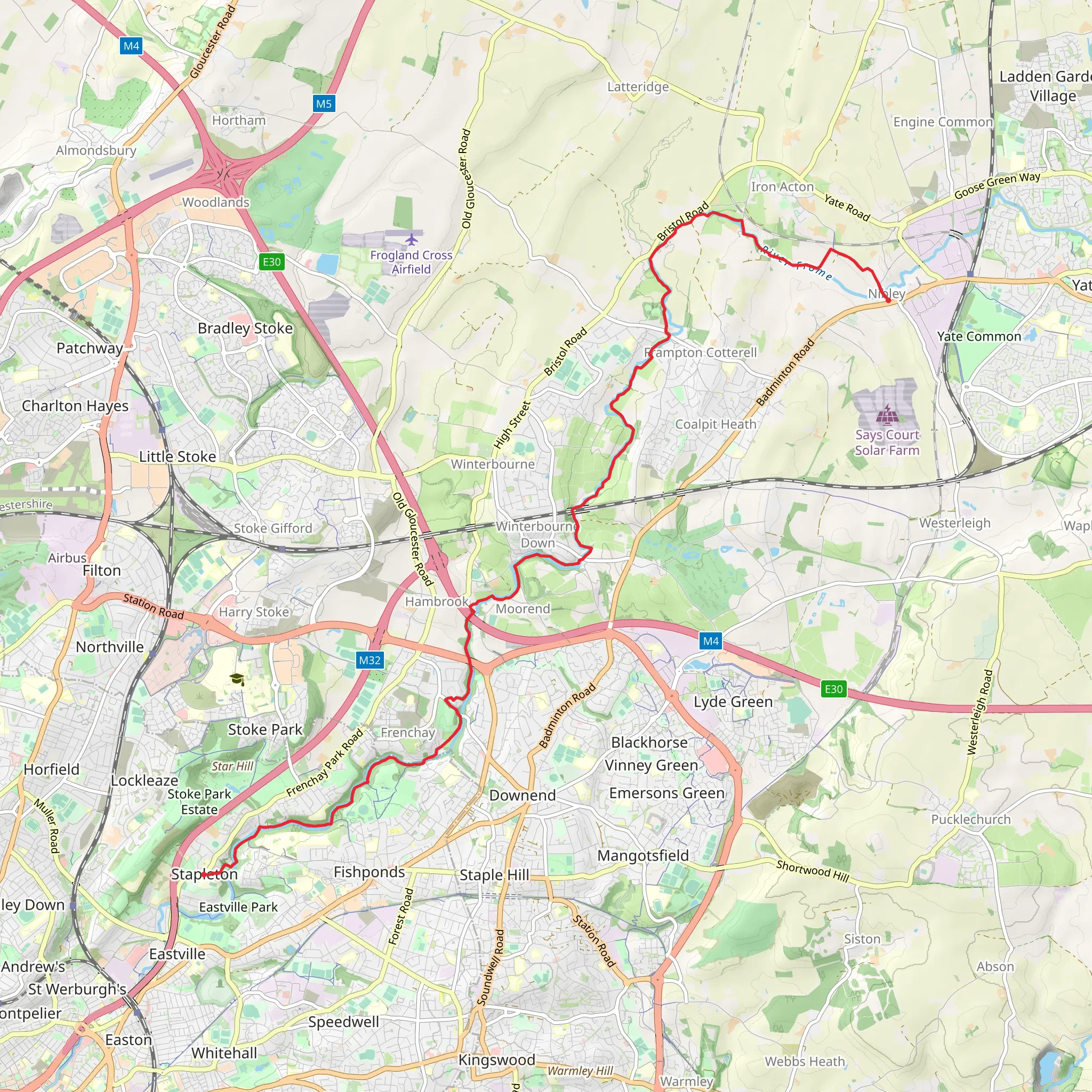 Stapleton to Nibley via Frome Valley mobile static map
