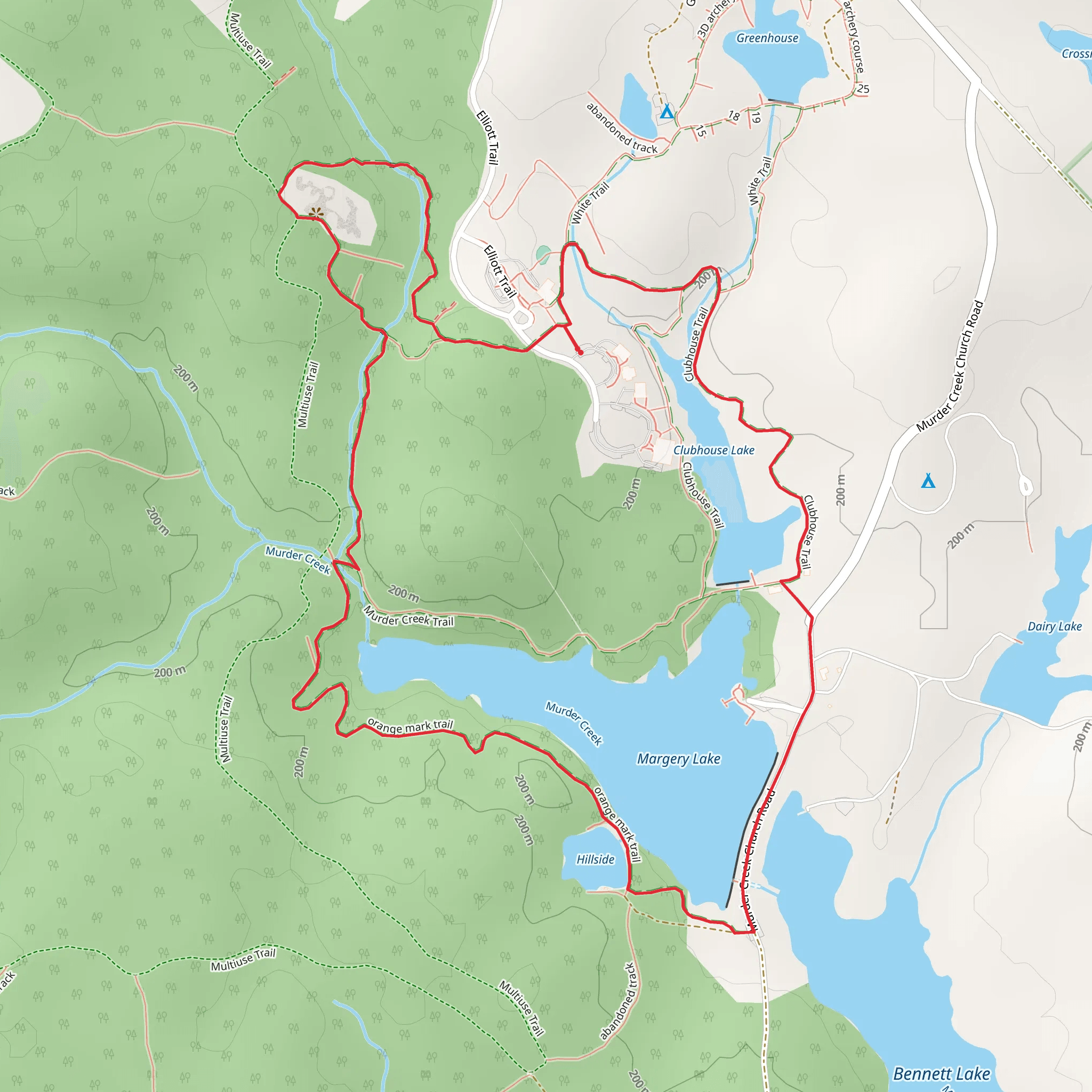 Clubhouse Lake and Margery Lake Loop mobile static map