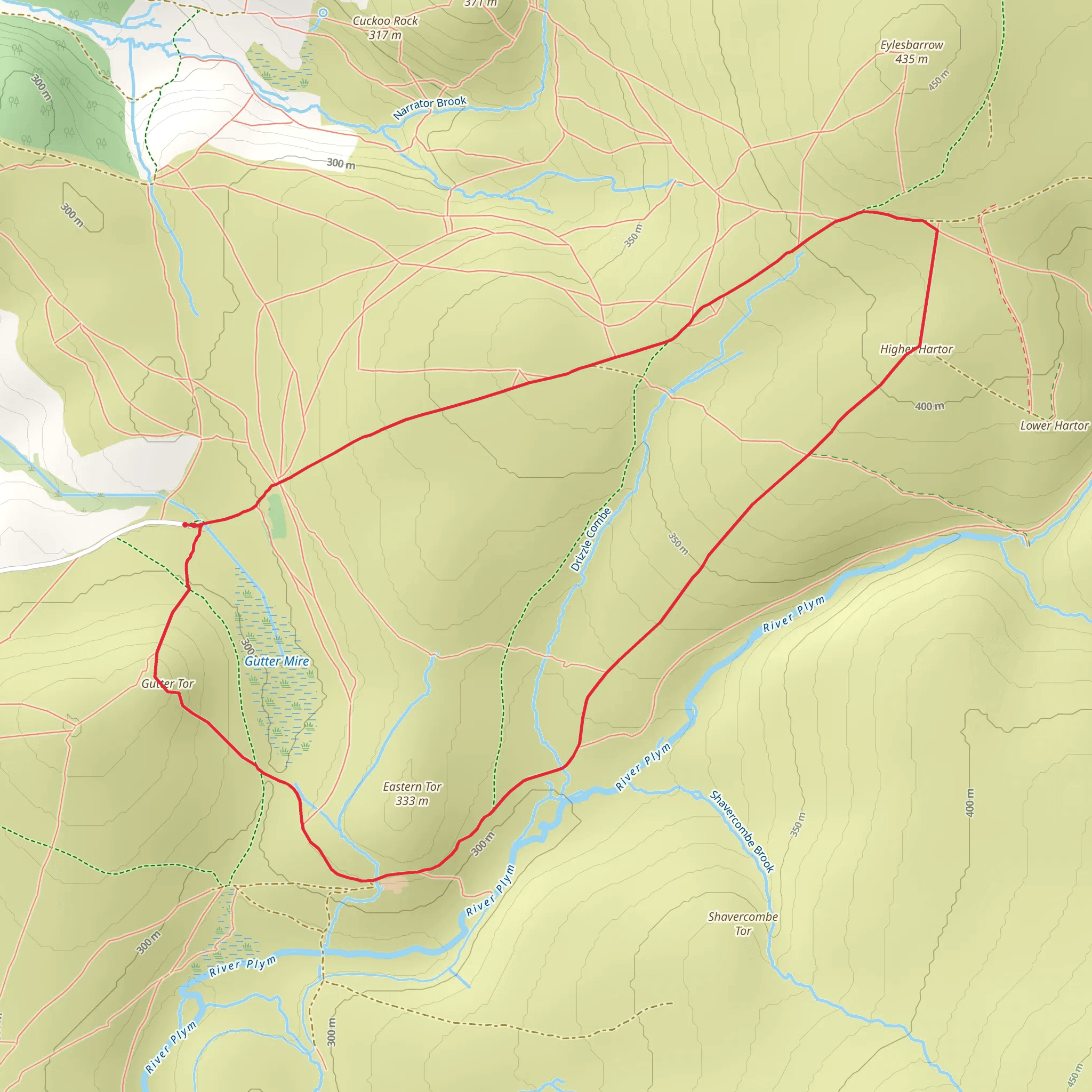 Gutter Tor and Higher Hartor Loop mobile static map