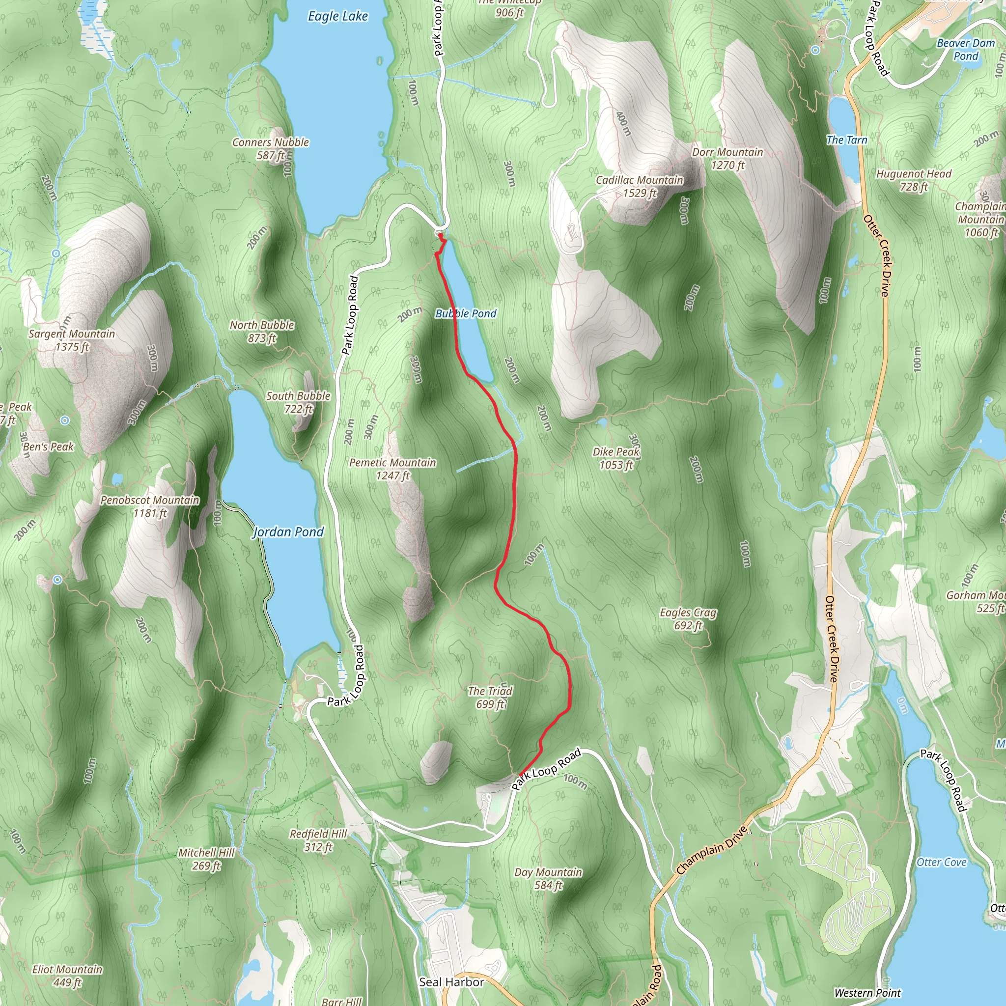 Carriage Road Trail via Bubble Pond mobile static map