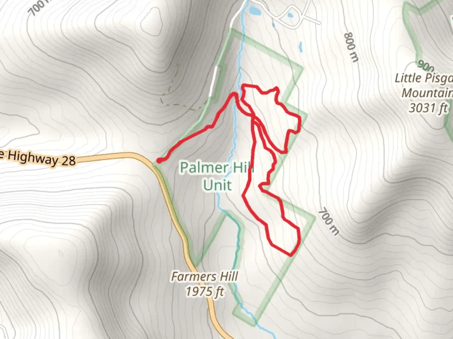 An image depicting the trail Bryants Brook from Finkle Road and its surrounding area.