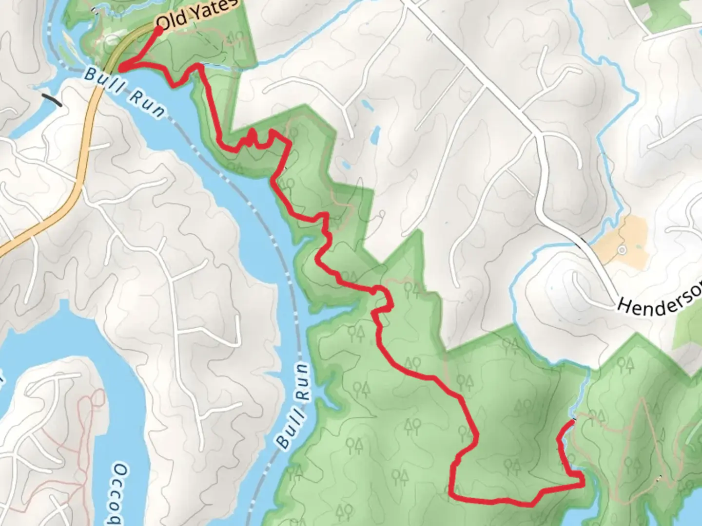 An image depicting the trail Bull Run Occoquan Trail Out and Back and its surrounding area.