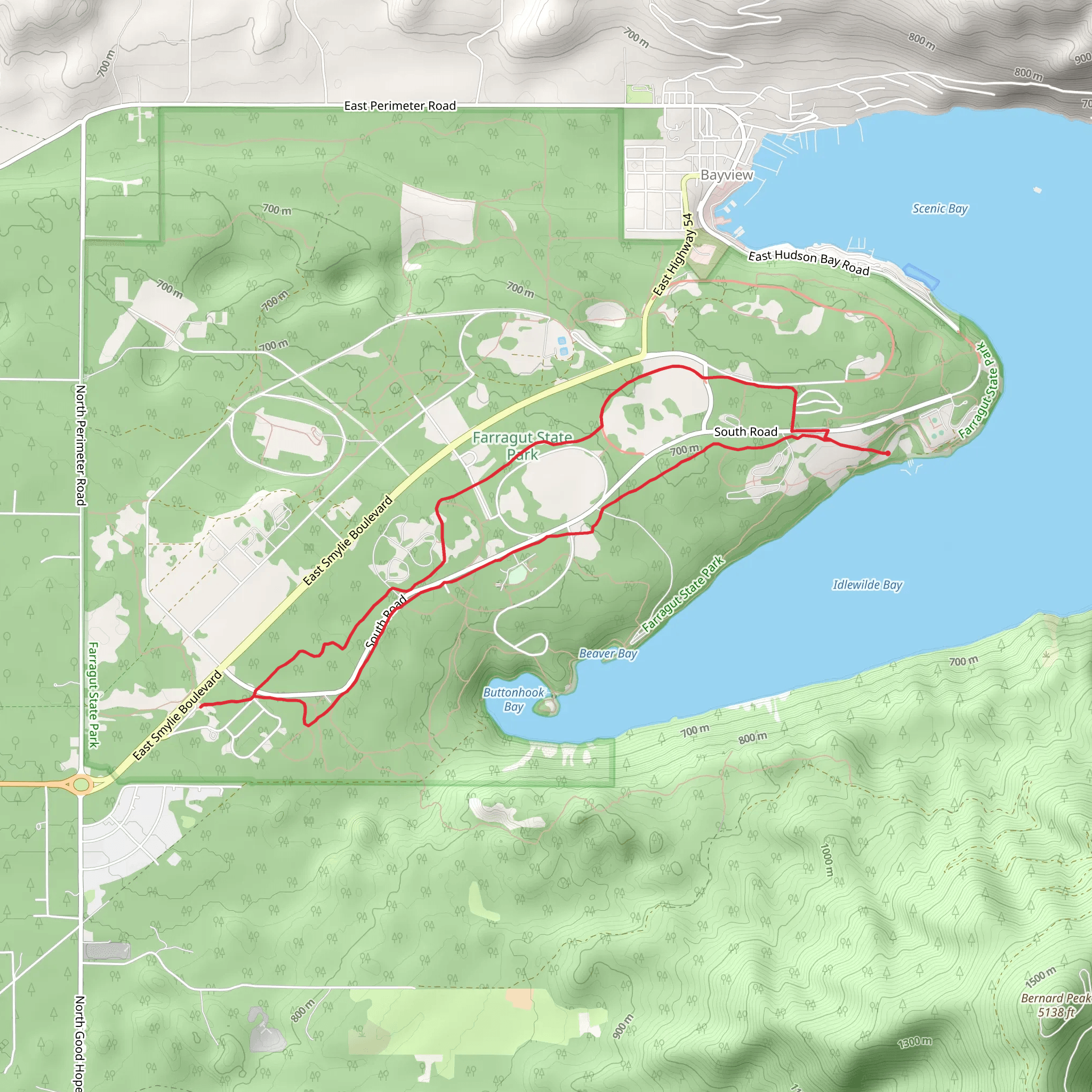 Farragut State Park South Short Loop mobile static map