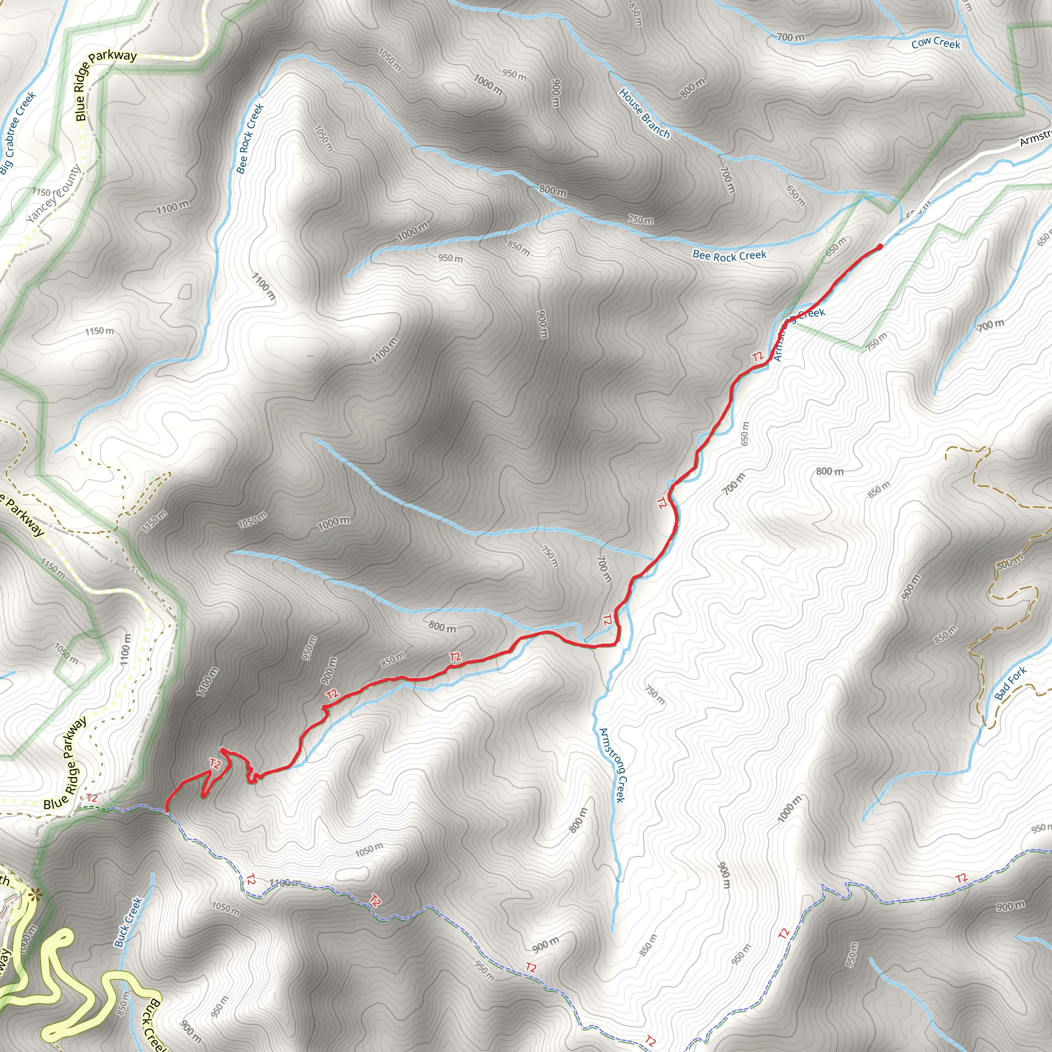 Hazelnut Gap Ridge via Armstrong Creek Trail mobile static map