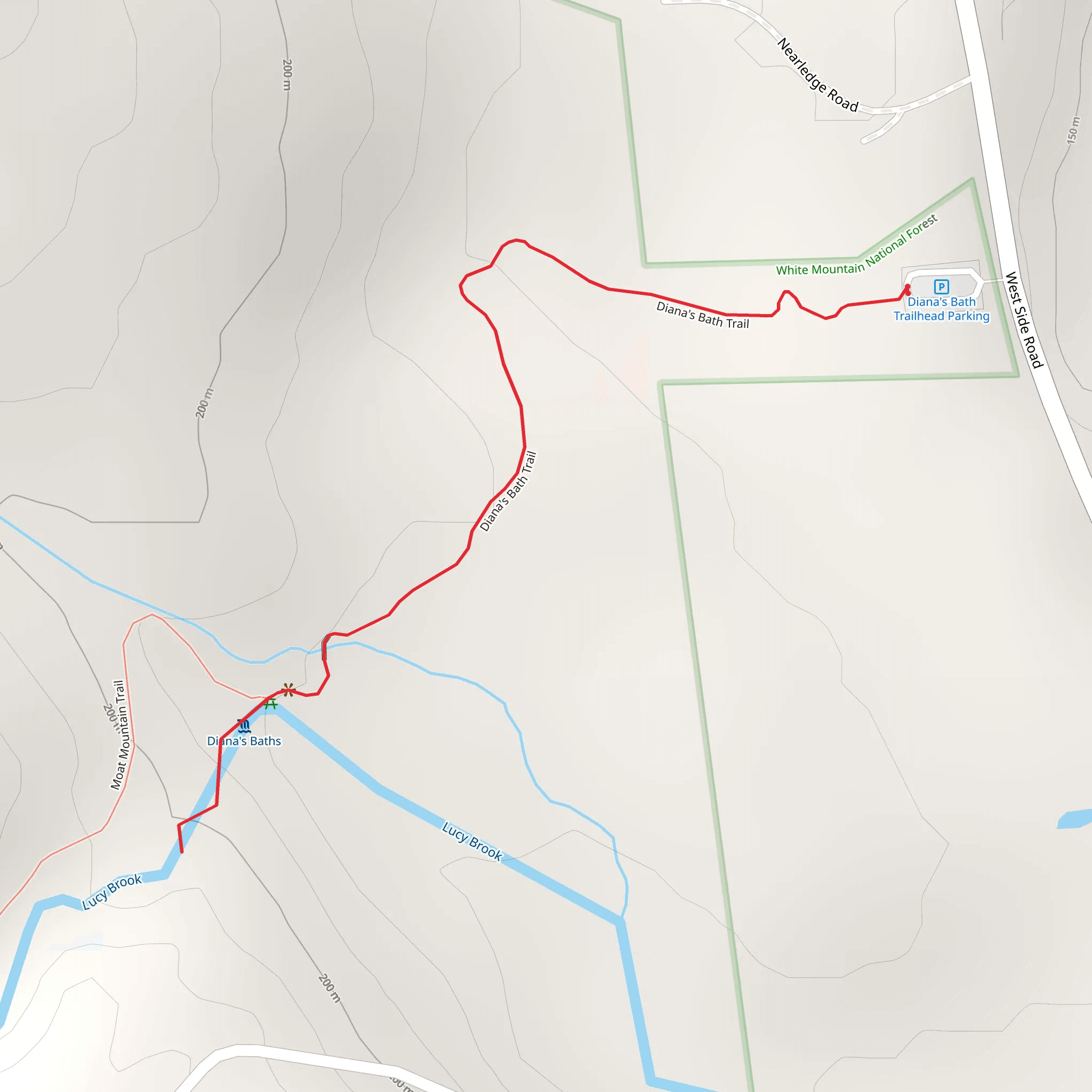Lucy Brook via Moat Mountain Trail mobile static map