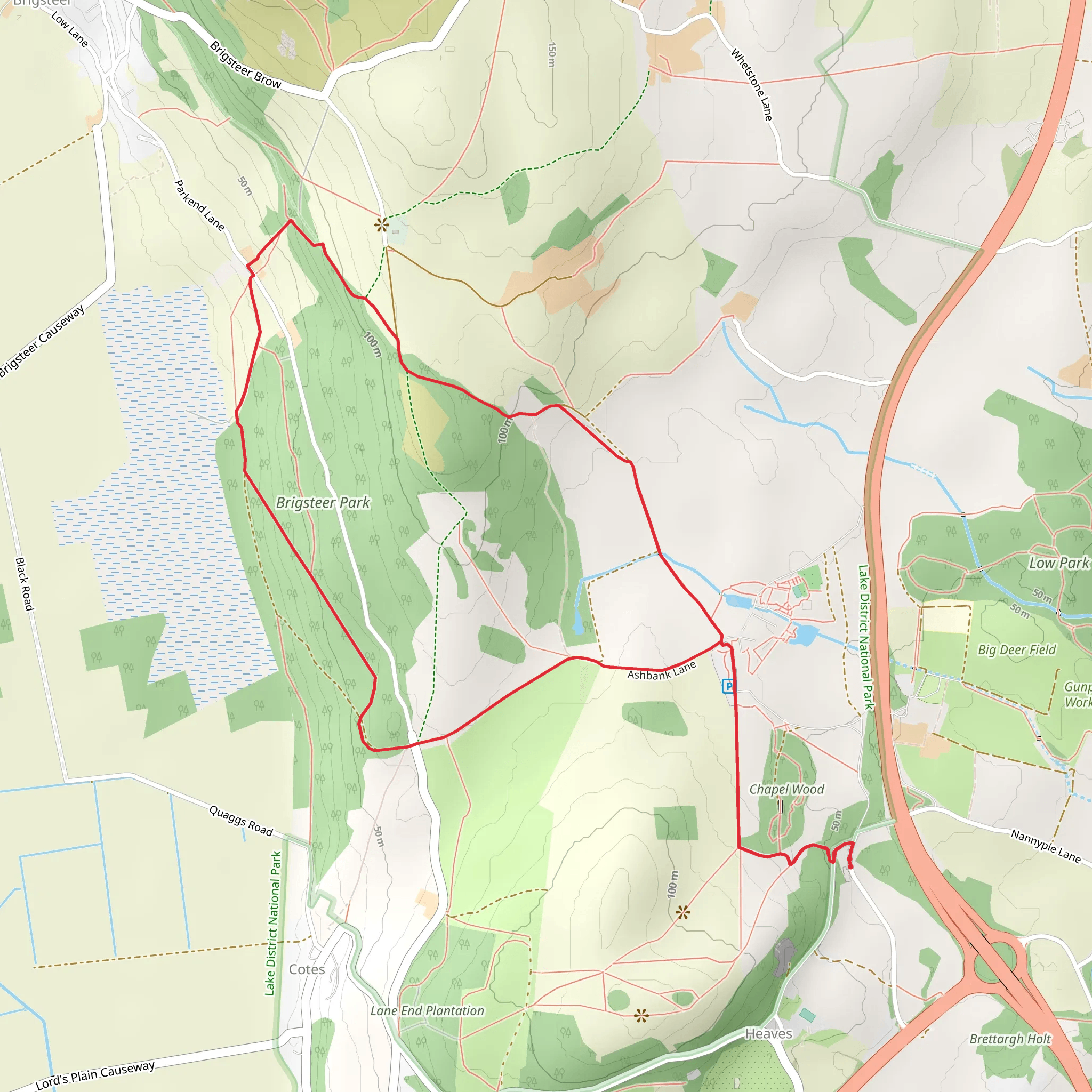 Brigsteer Woods Loop from Sizergh mobile static map