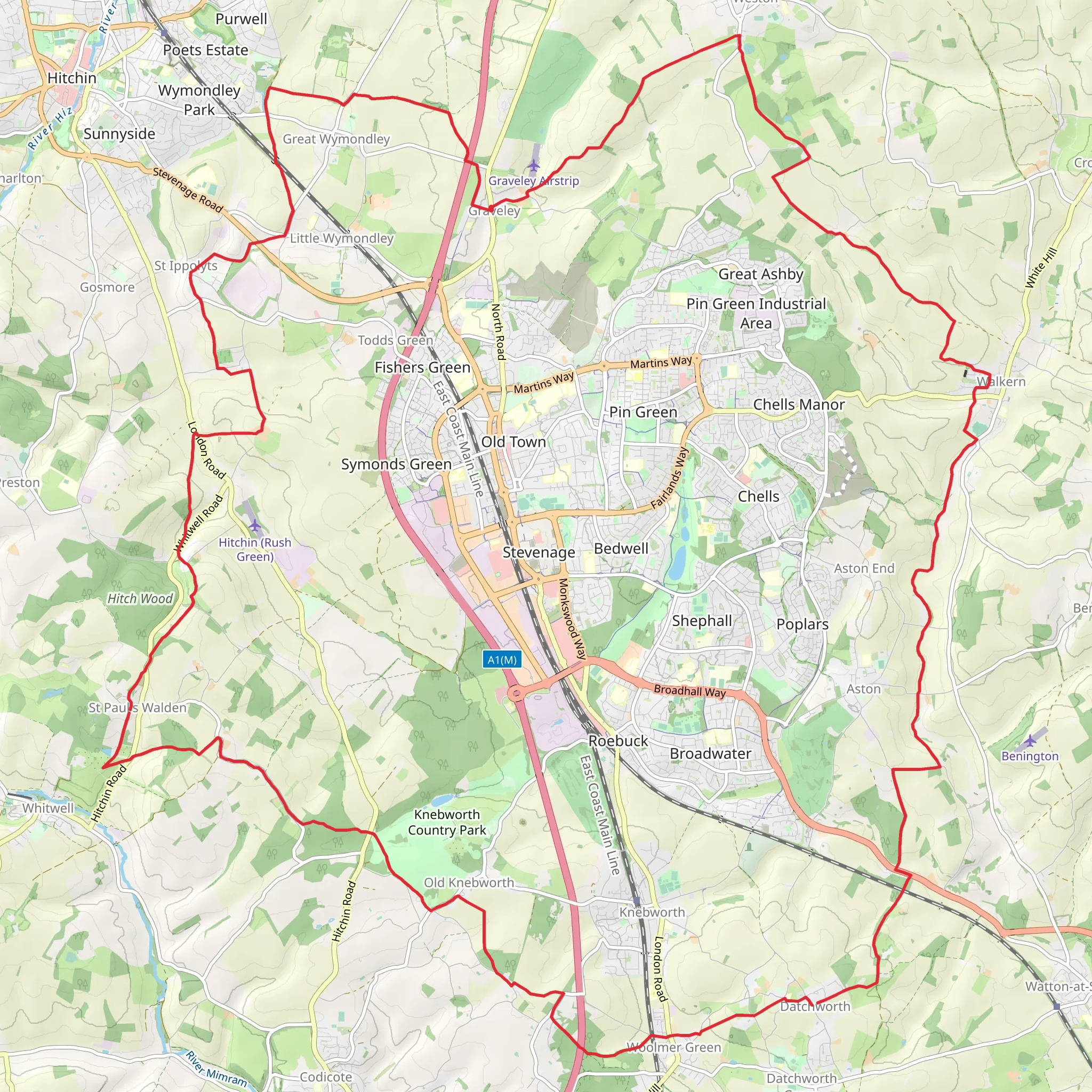 STOOP - Stevenage Outer Orbital Path mobile static map