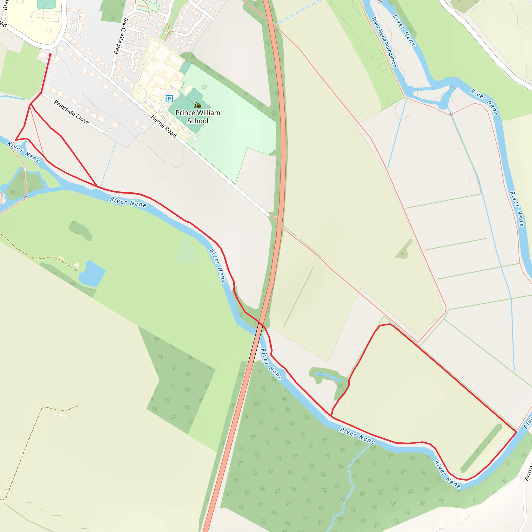 River Nene via Nene Way from Bassett Ford Road mobile static map
