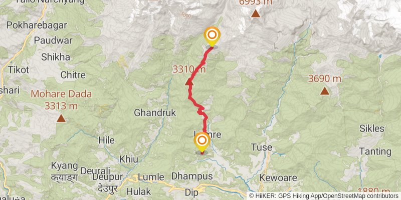 Mardi Himal Trek stage 4 Map