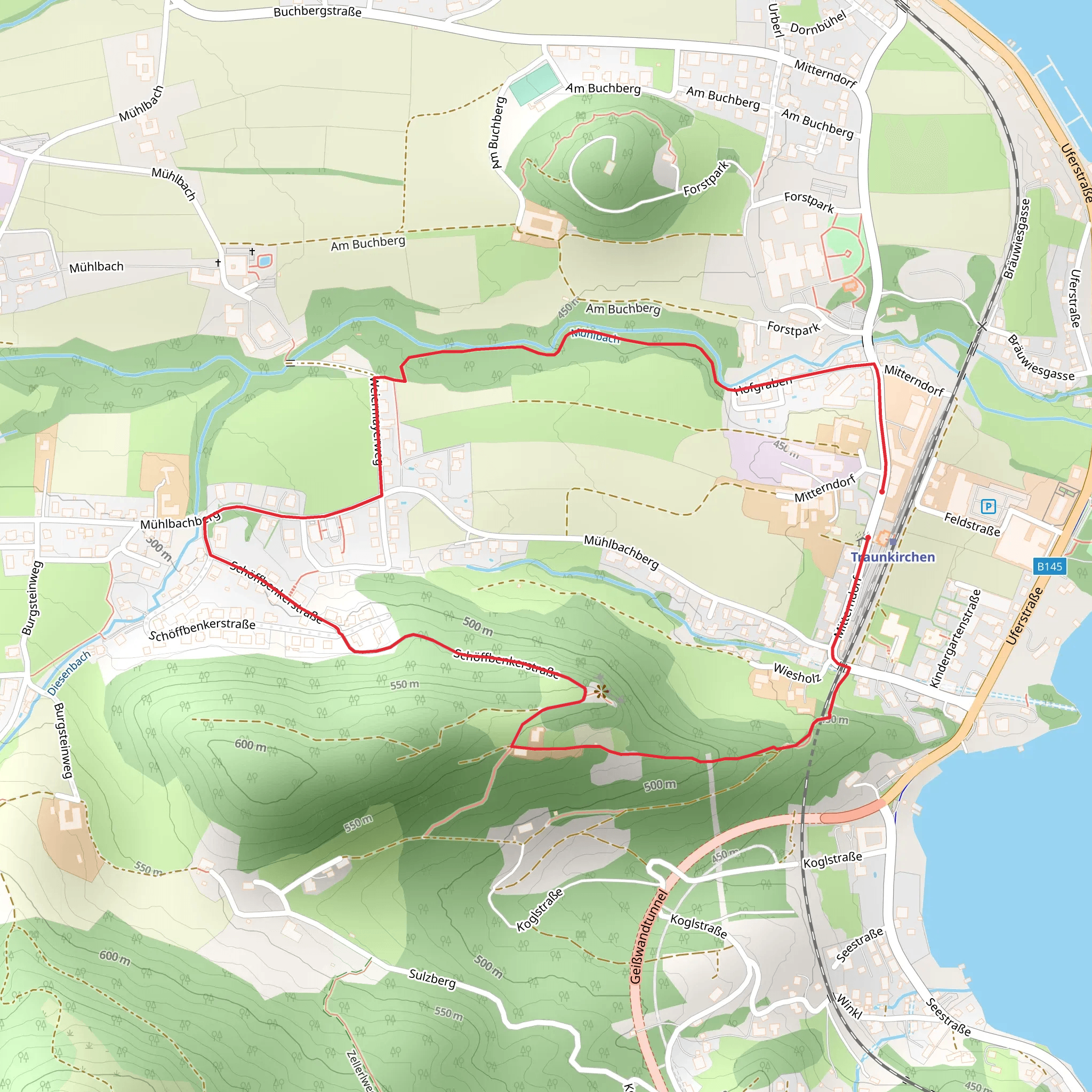 Elisabethruhe - Hofgraben Loop Walk mobile static map