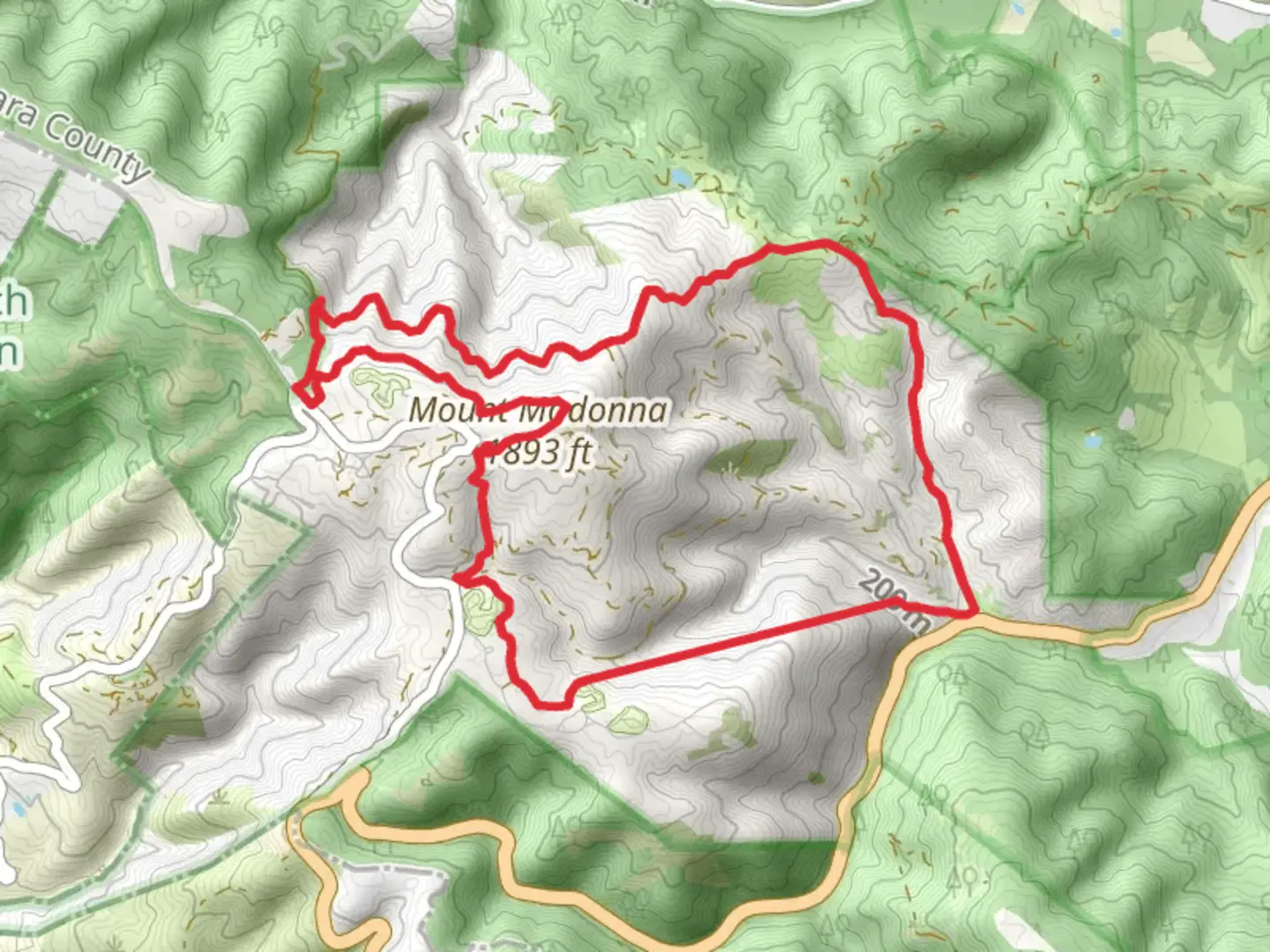An image depicting the trail Sprig Trail and Merry-Go-Round Trail Loop and its surrounding area.
