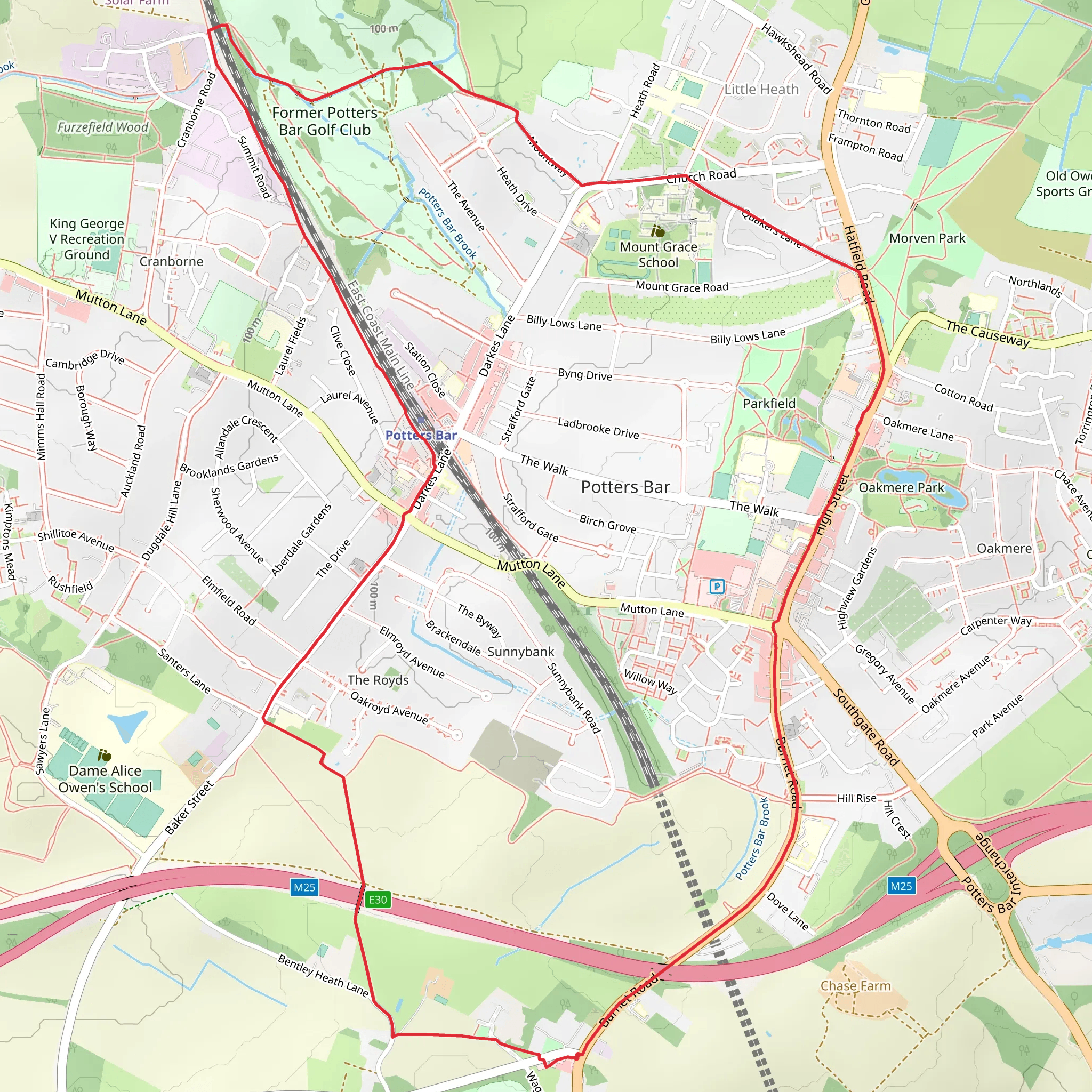 Potters Bar Loop mobile static map