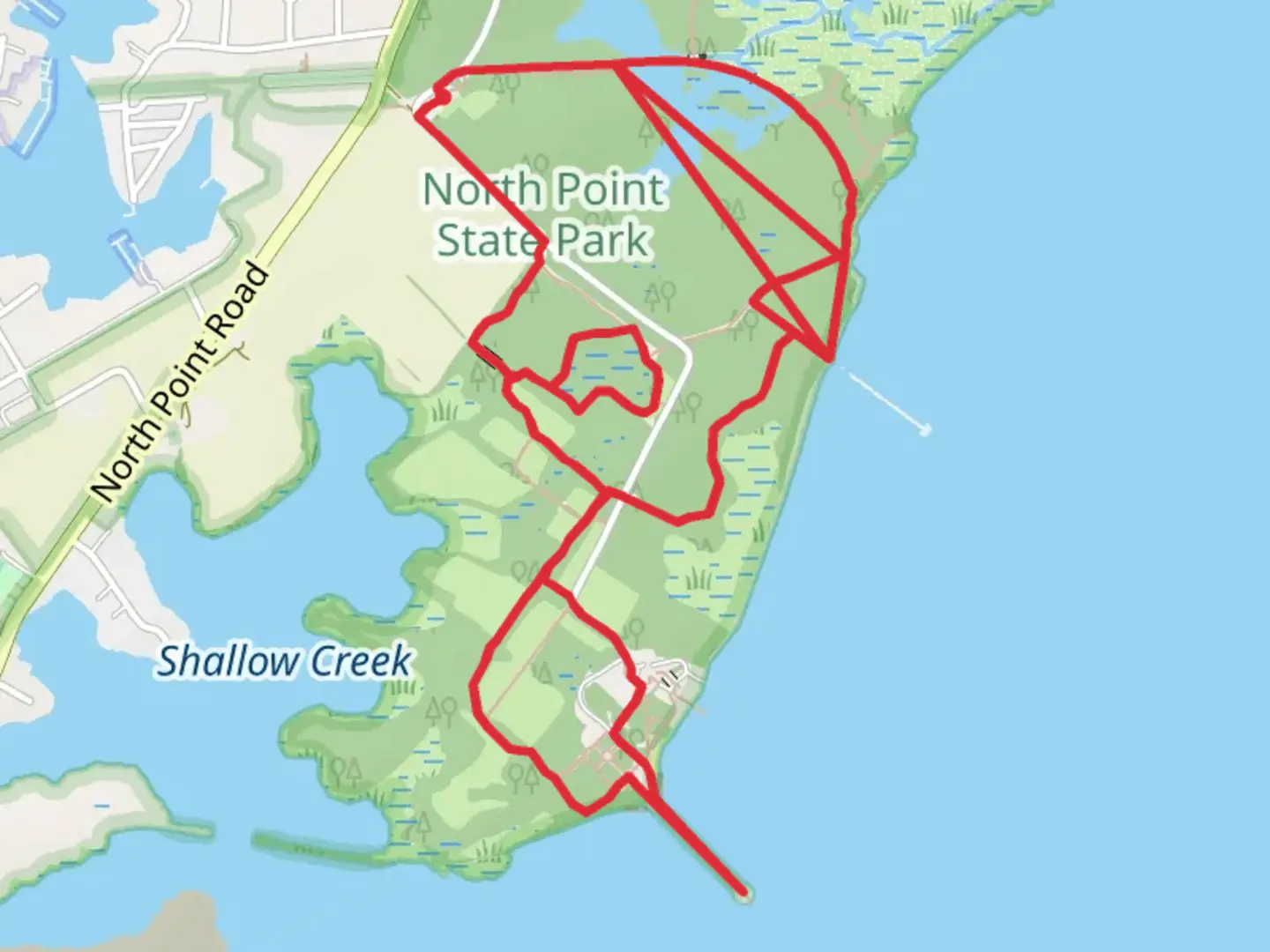 An image depicting the trail Sedgy Point and Black Marsh Trail Loop and its surrounding area.
