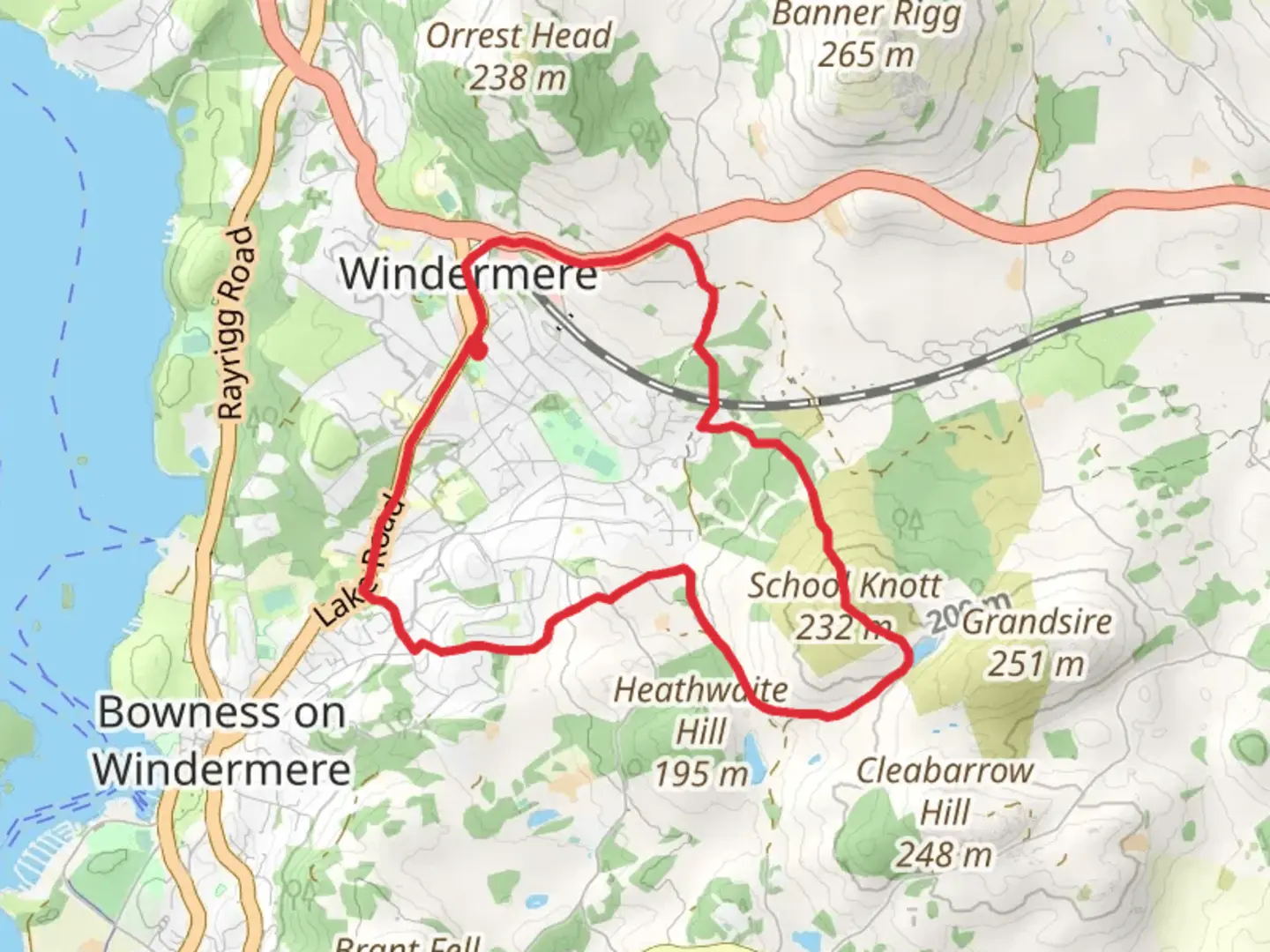 An image depicting the trail School Knot and Windmere Loop and its surrounding area.