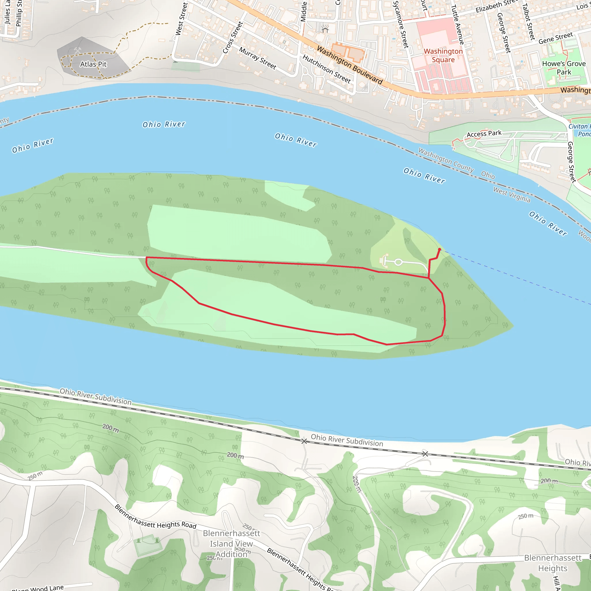 Blennerhassett Island Loop Trail mobile static map