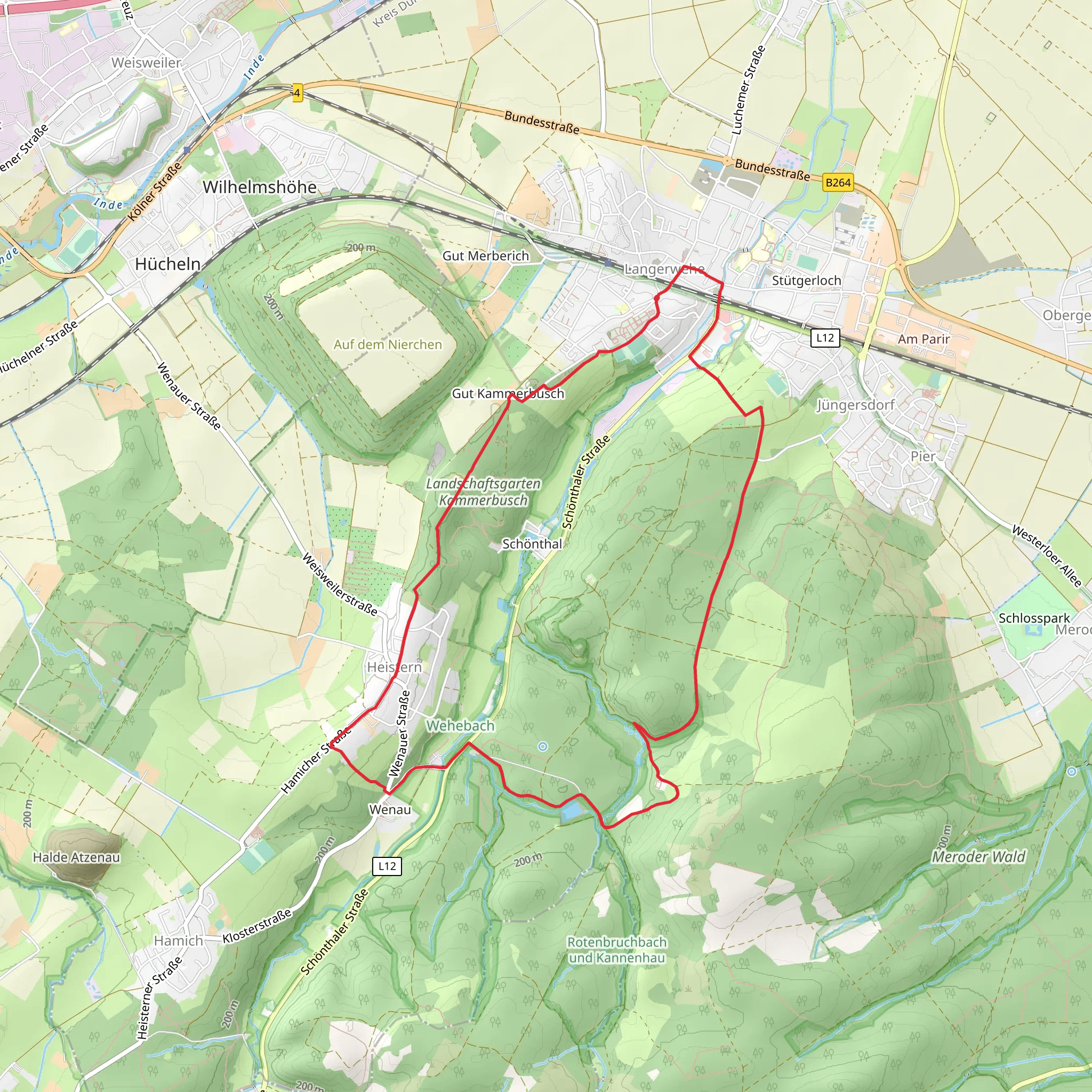Laufenburg, Orchelsweiher and Landschaftsgarten Kammerbusch via Langerwehe Wanderrundweg mobile static map