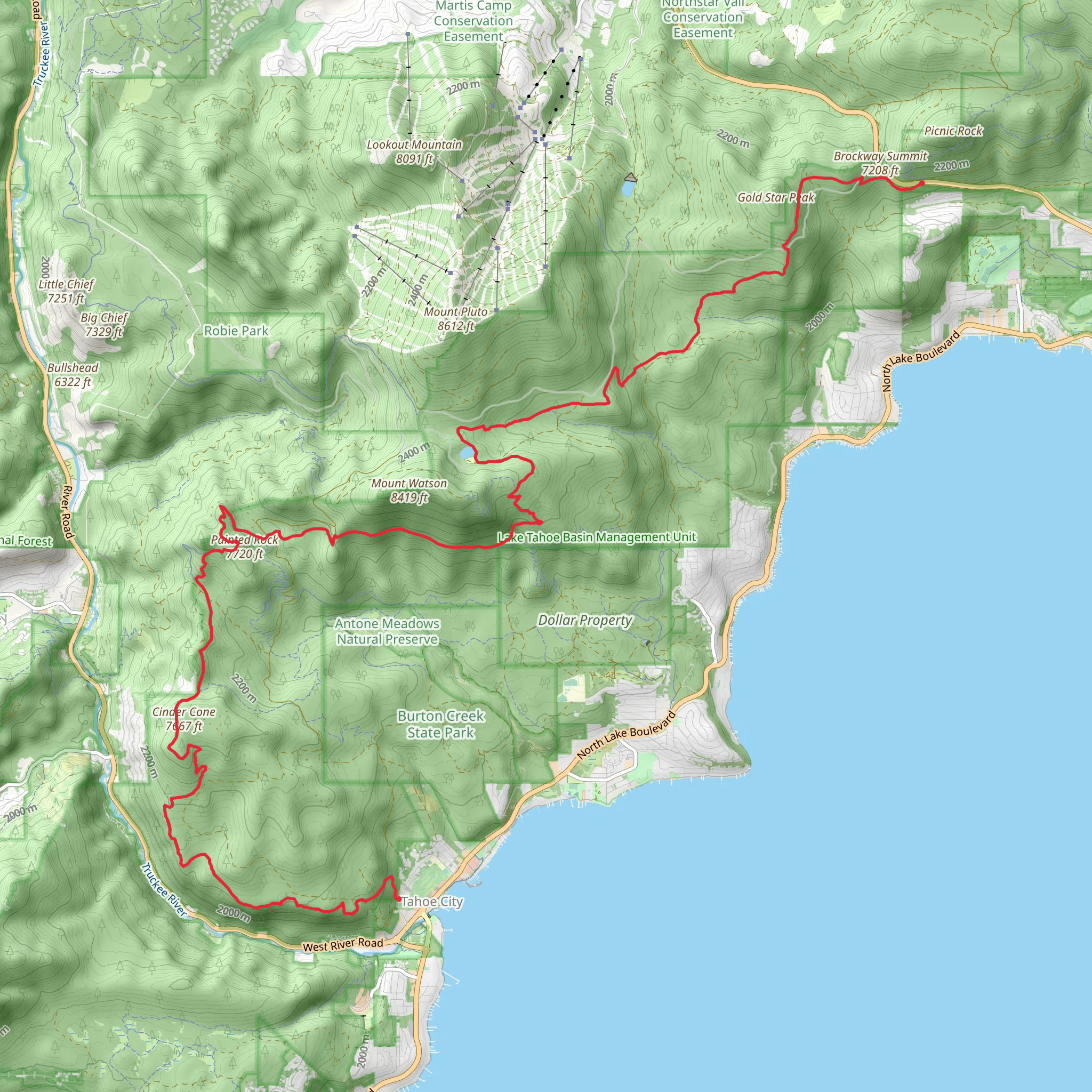 Tahoe Rim Trail to Rockway Summit mobile static map