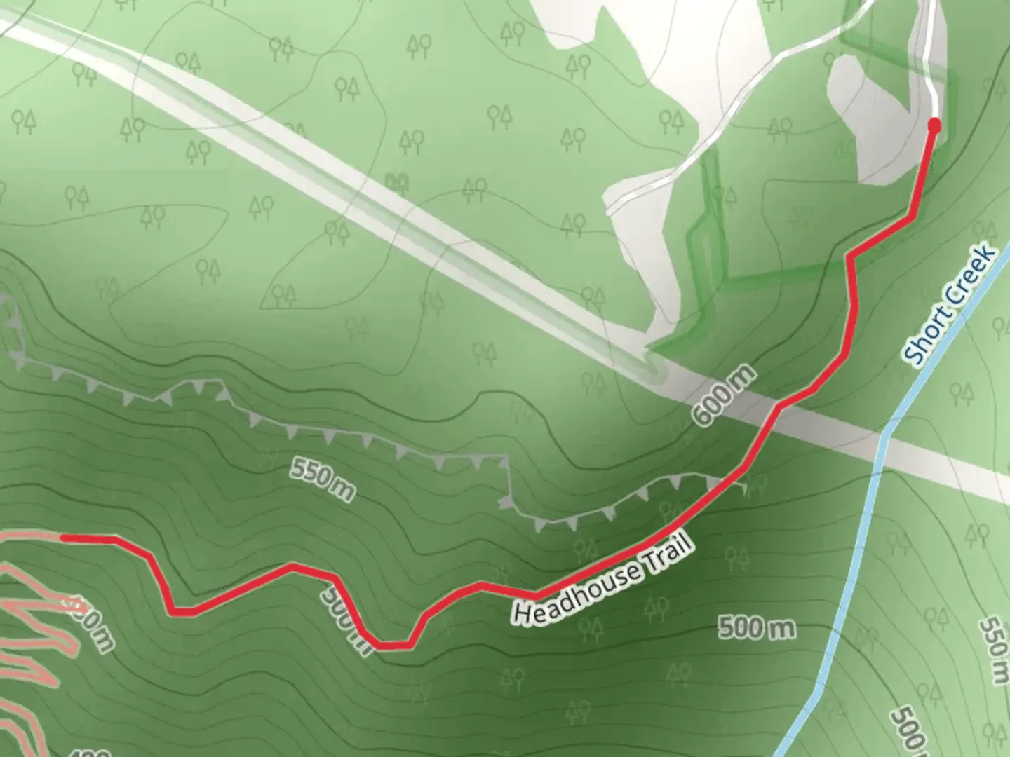 An image depicting the trail Headhouse Trail and its surrounding area.