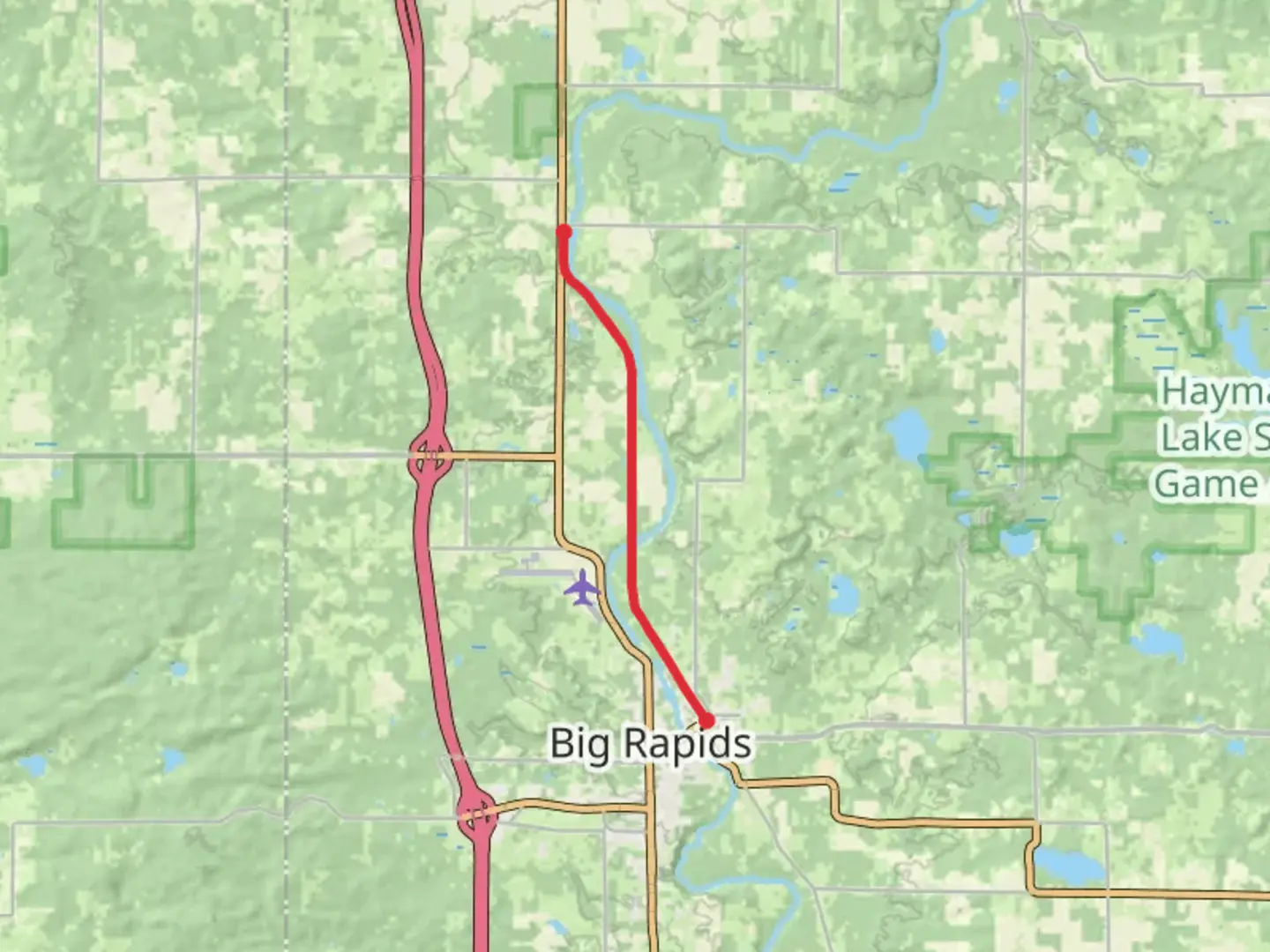 An image depicting the trail White Pine Trail from Maple Street and its surrounding area.