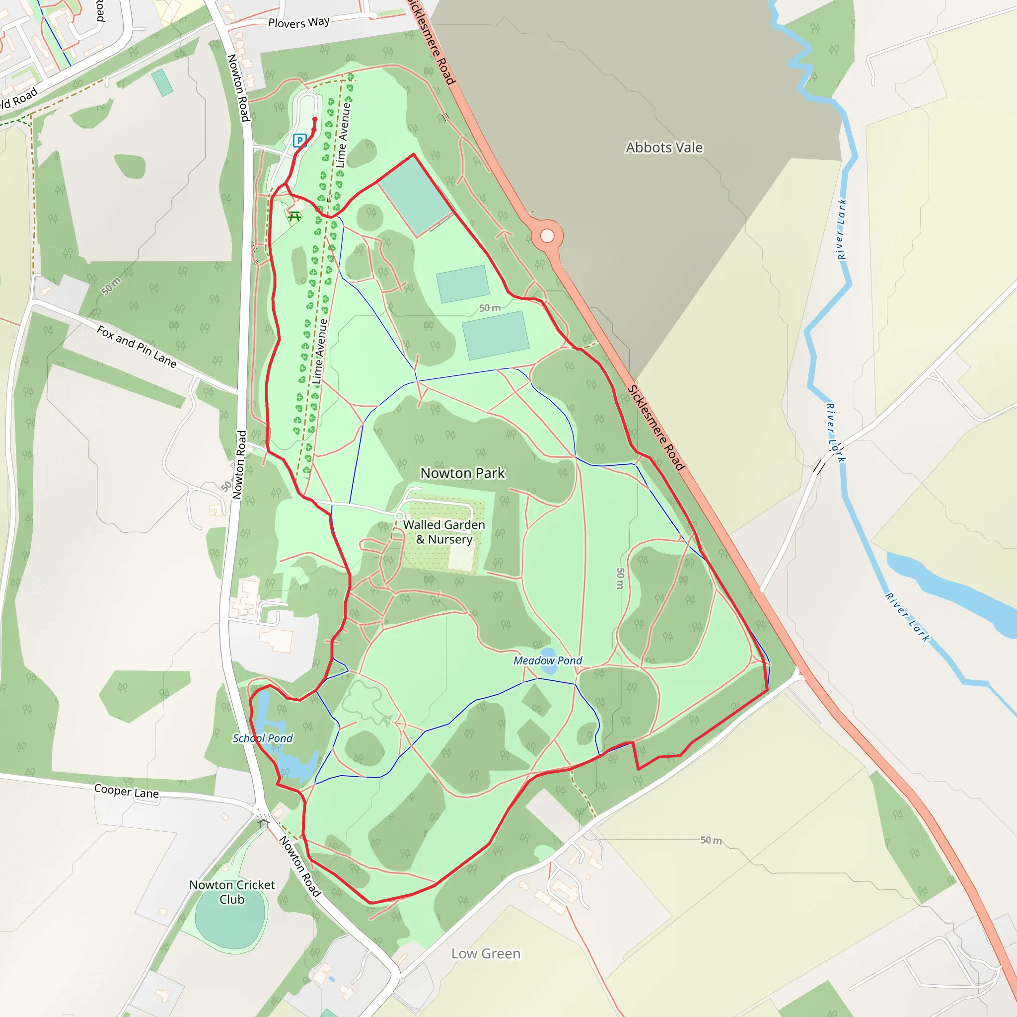 Nowton Park Loop mobile static map