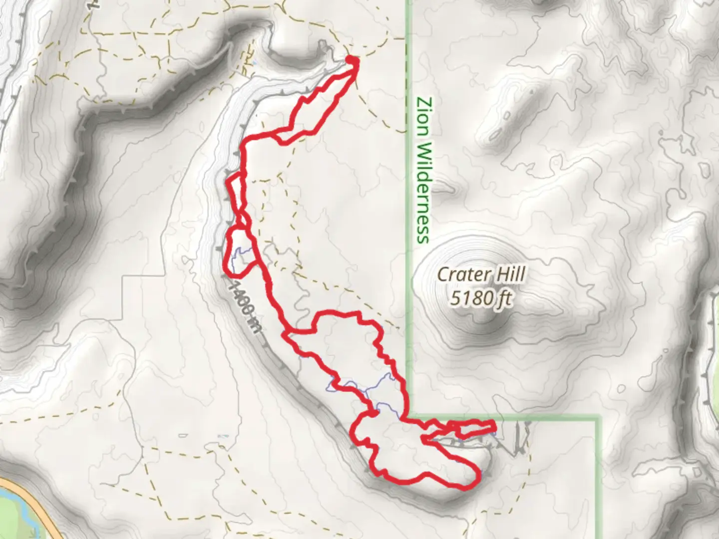 An image depicting the trail Margarita Trail, Holy Guacamole and Salt of the Rim Loop and its surrounding area.