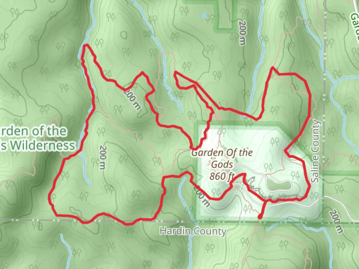 An image depicting the trail Garden of the Gods Loop and its surrounding area.