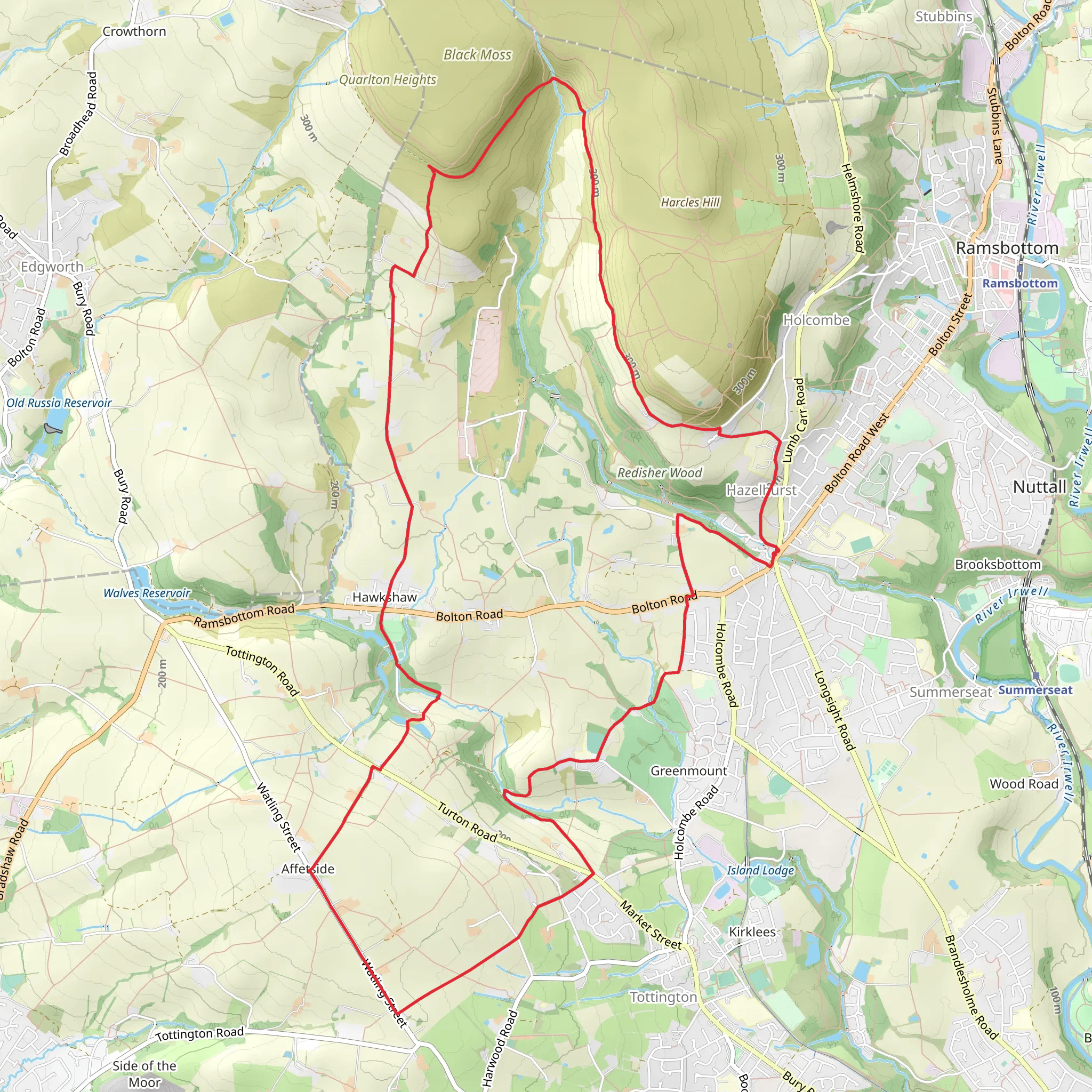 Hazelhurst to Hawshaw Loop mobile static map