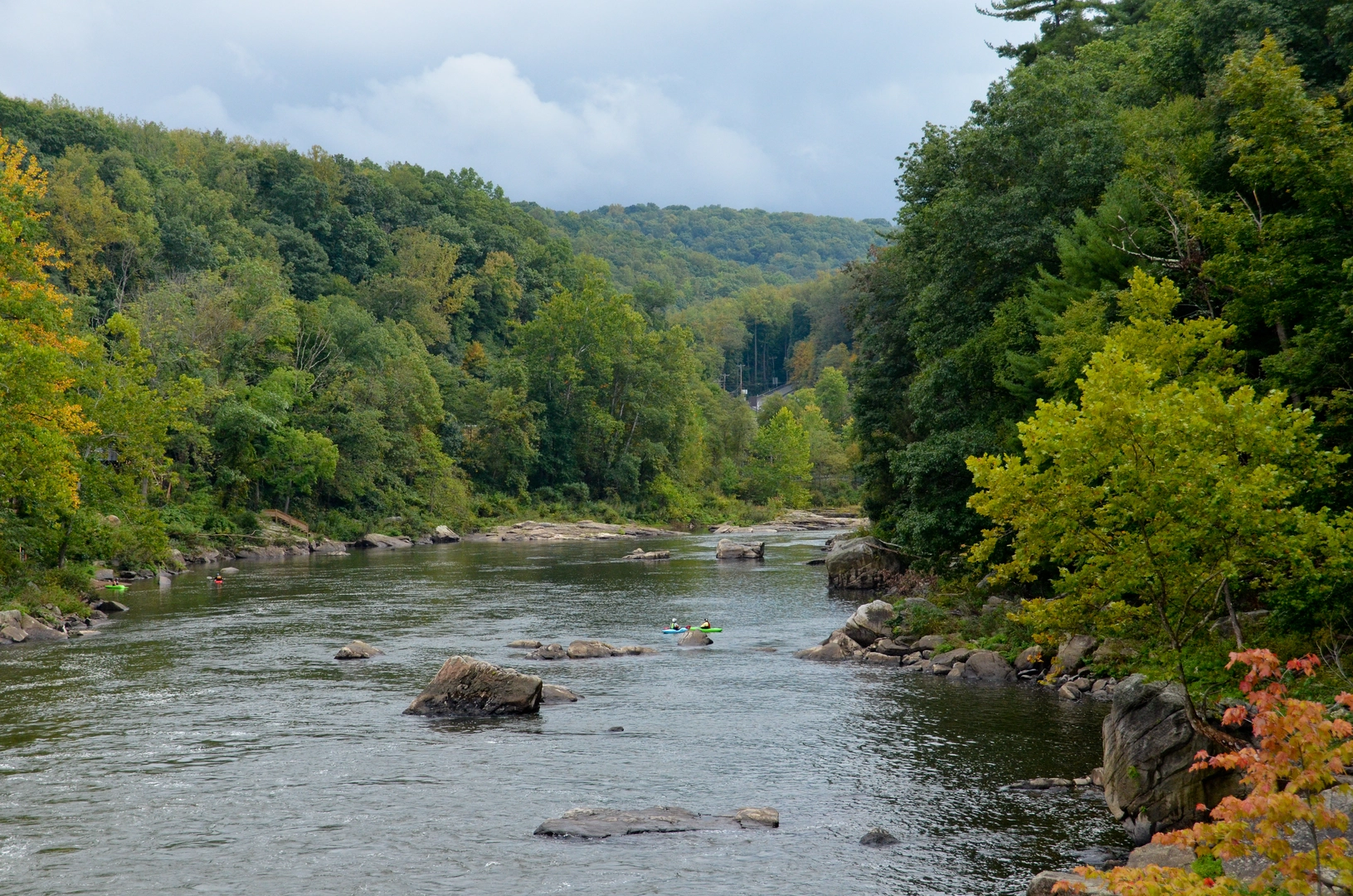 An image depicting the trail Ohiopyle Hiking Loop from Ohiopyle Road and its surrounding area.