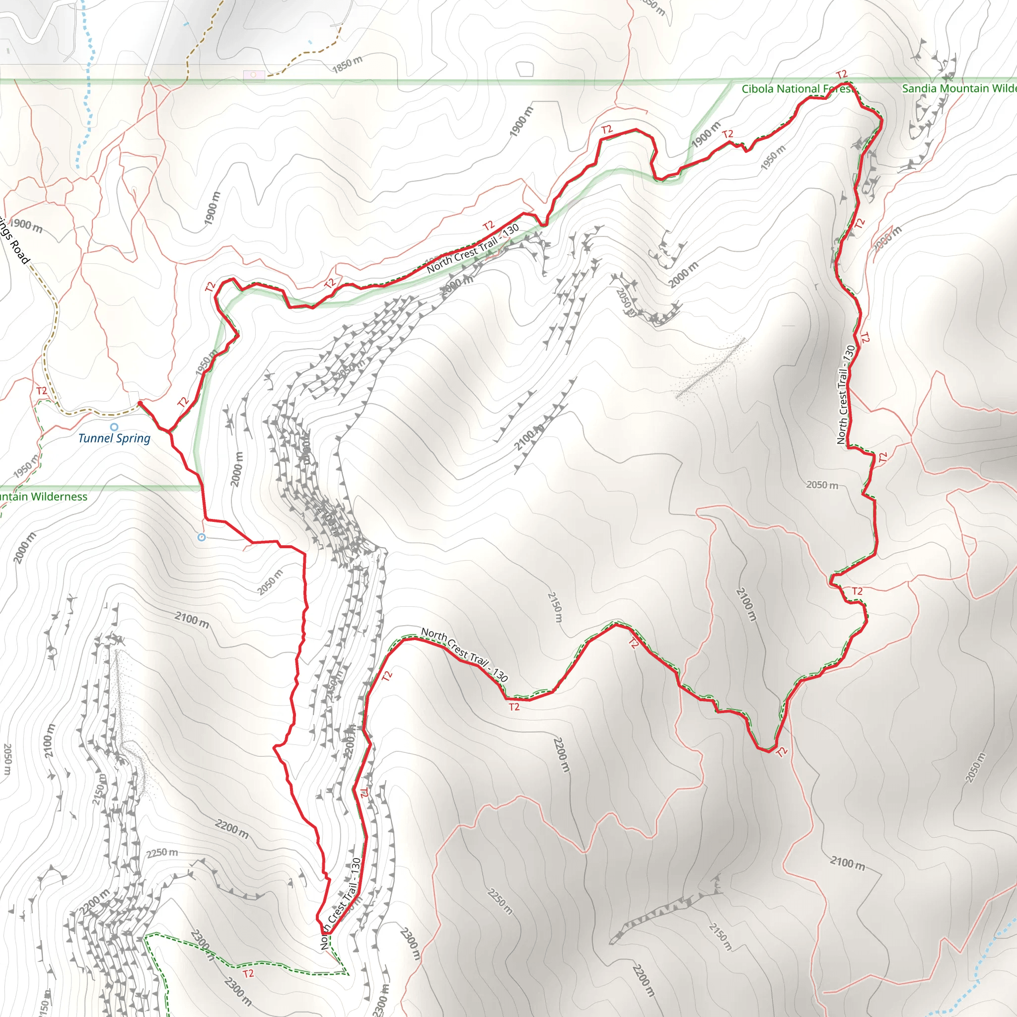North Crest and Del Orno Loop Trail mobile static map