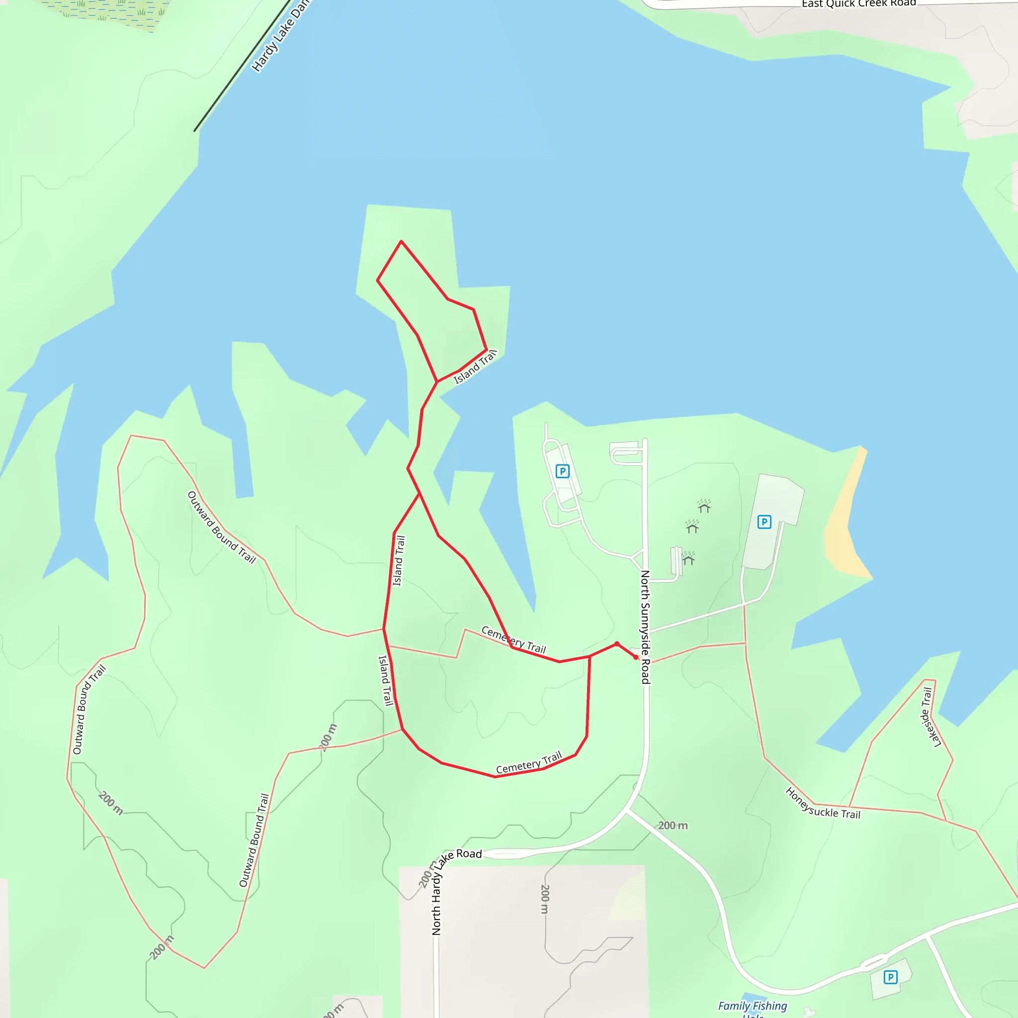 Cemetery and Island Loop Trail mobile static map
