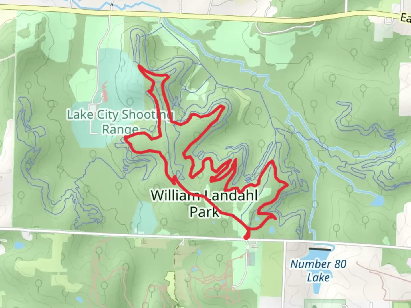 An image depicting the trail WIlliam Landahl Park Loop and its surrounding area.